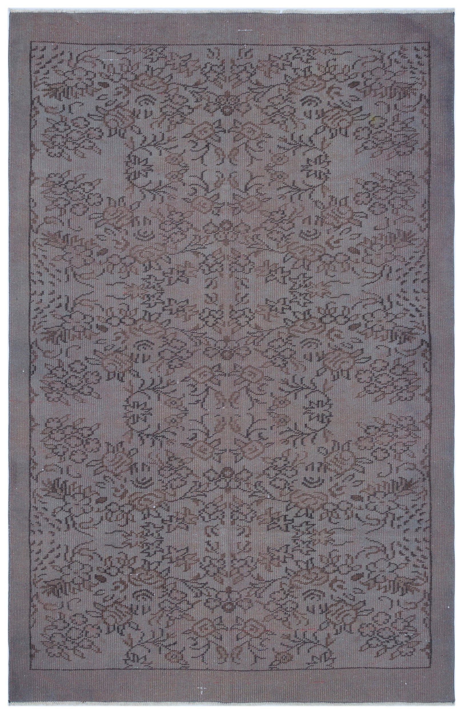 Gray Over Dyed Vintage Rug 5'7'' x 8'5'' ft 169 x 256 cm