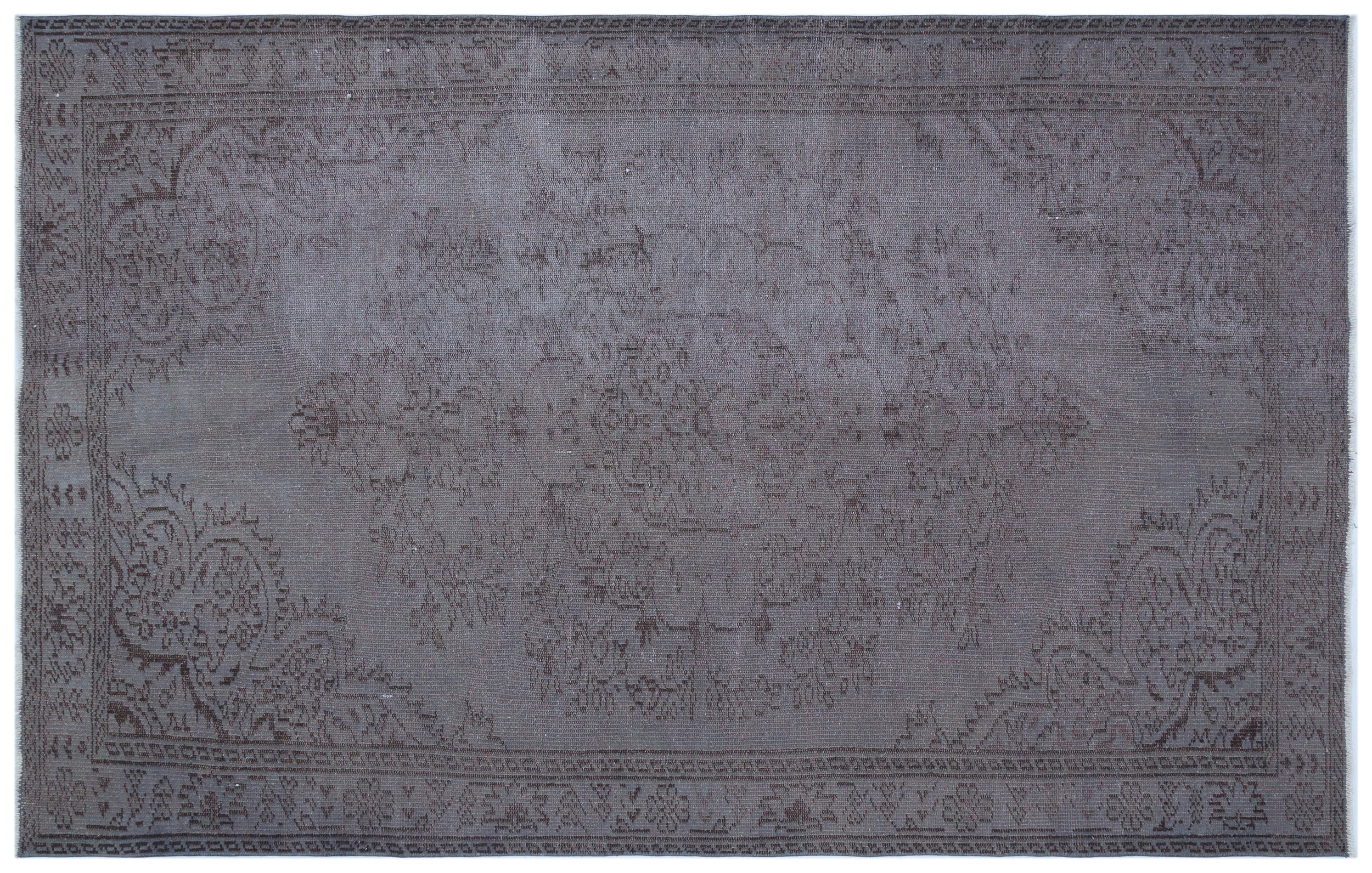 Gray Over Dyed Vintage Rug 5'6'' x 8'8'' ft 168 x 265 cm