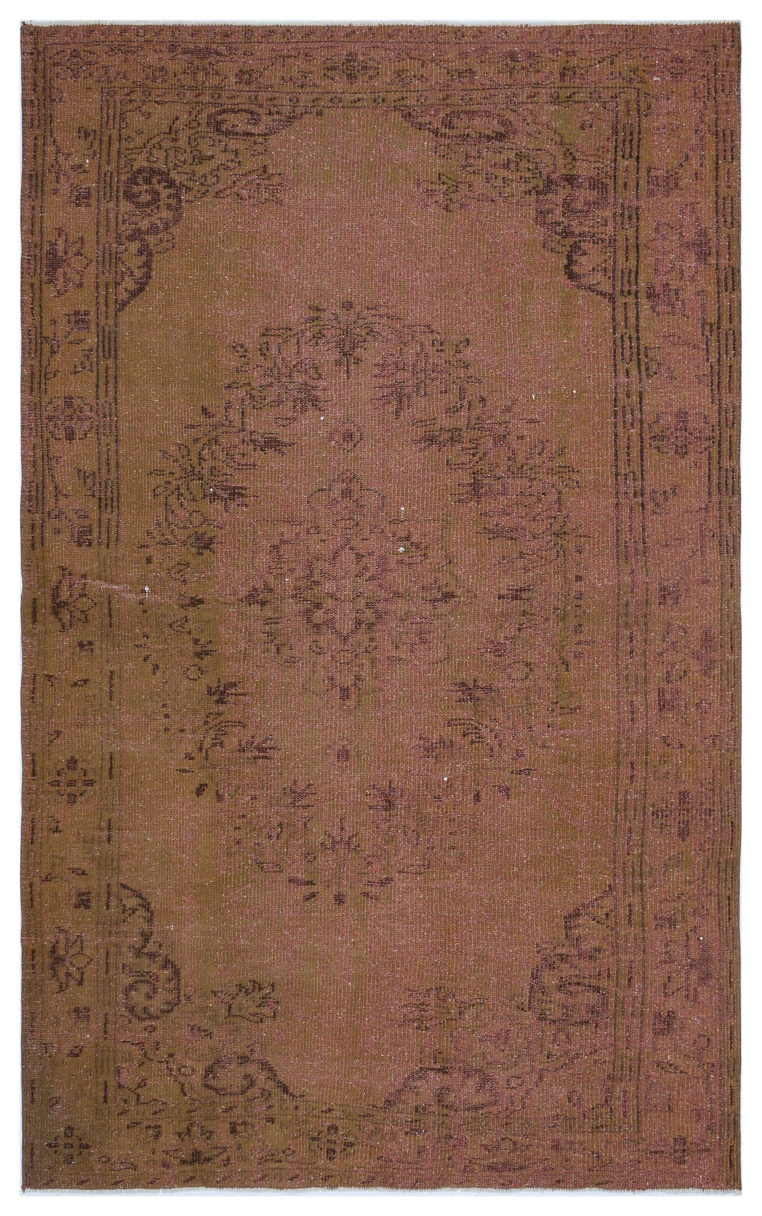 Brown Over Dyed Vintage Rug 5'3'' x 8'6'' ft 159 x 258 cm