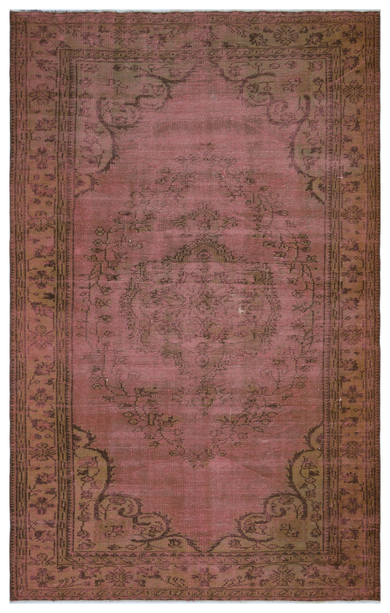 Brown Over Dyed Vintage Rug 5'8'' x 9'1'' ft 173 x 276 cm