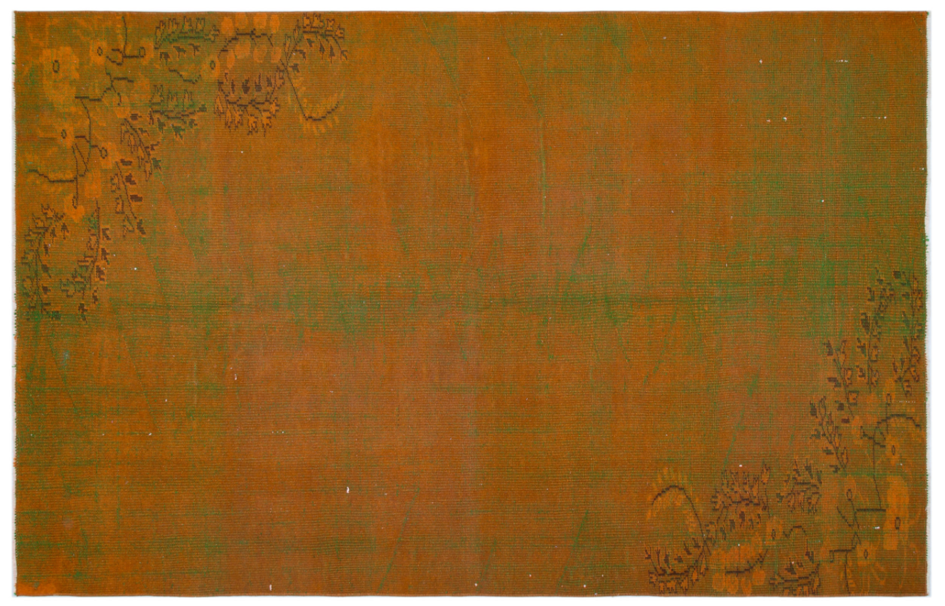 Retro Design Floral Over Dyed Floral Vintage Rug 5'6'' x 8'7'' ft 168 x 262 cm