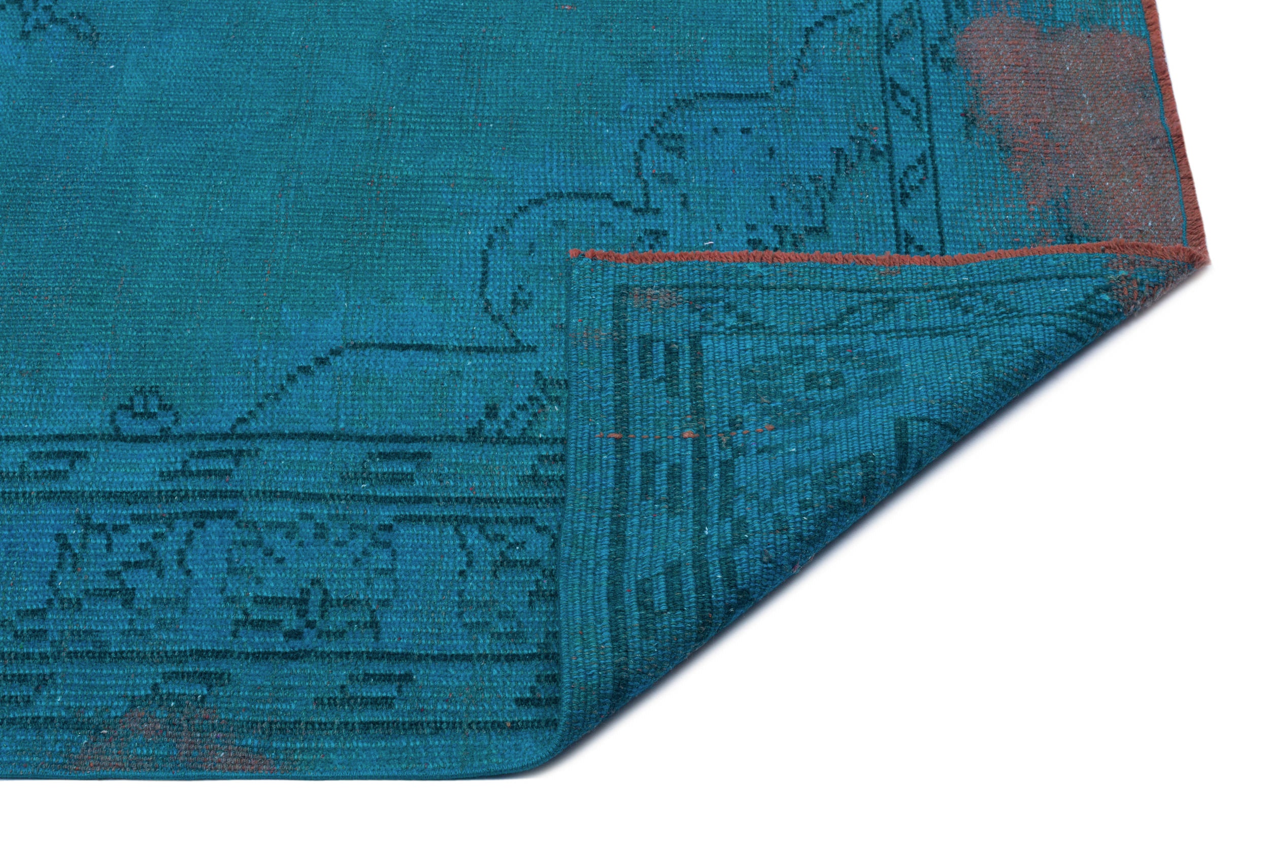 Turquoise Over Dyed Vintage Rug 5'7'' x 8'11'' ft 170 x 273 cm