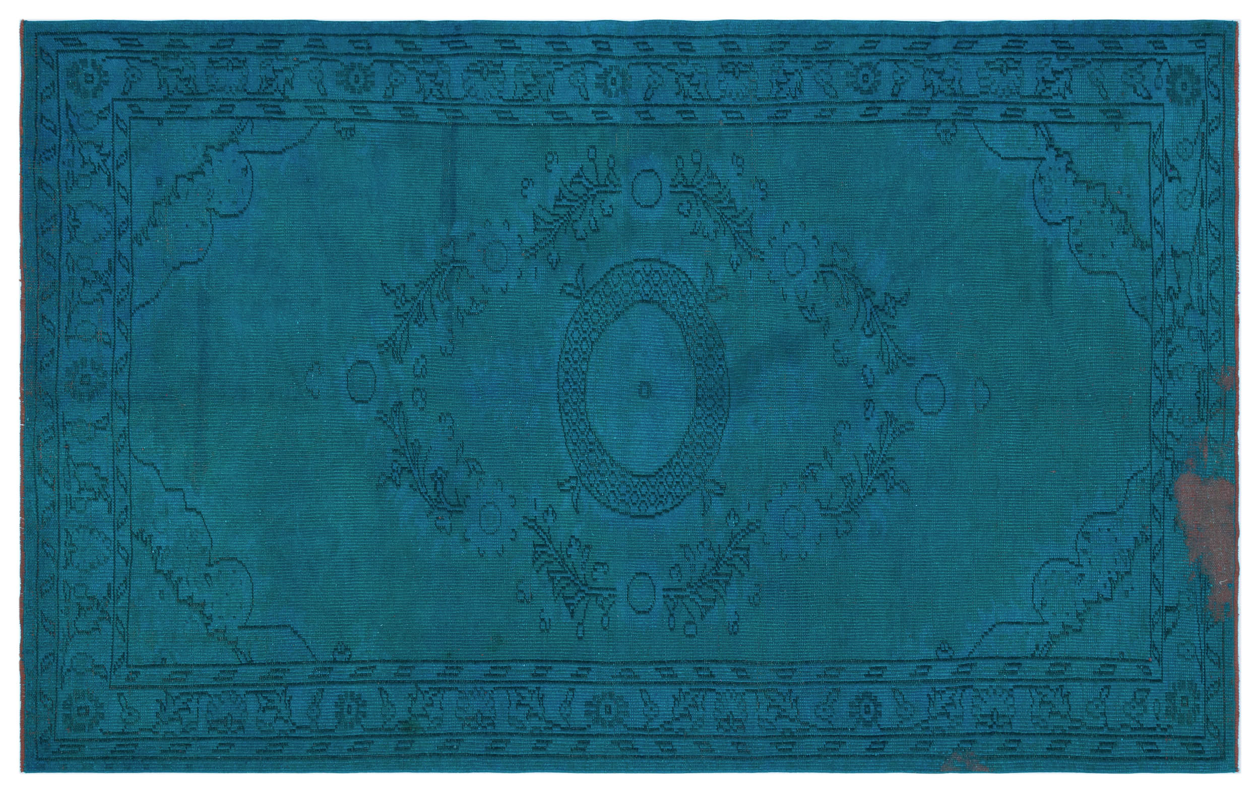 Turquoise Over Dyed Vintage Rug 5'7'' x 8'11'' ft 170 x 273 cm