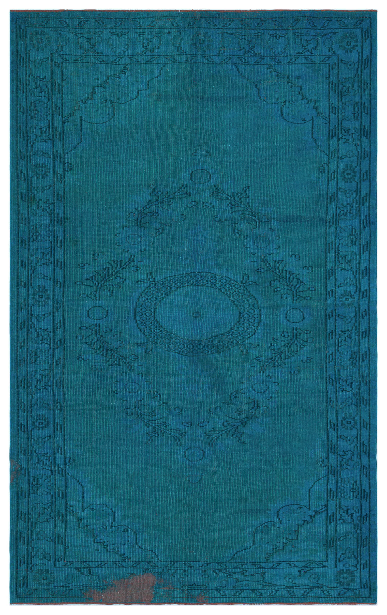 Turquoise Over Dyed Vintage Rug 5'7'' x 8'11'' ft 170 x 273 cm