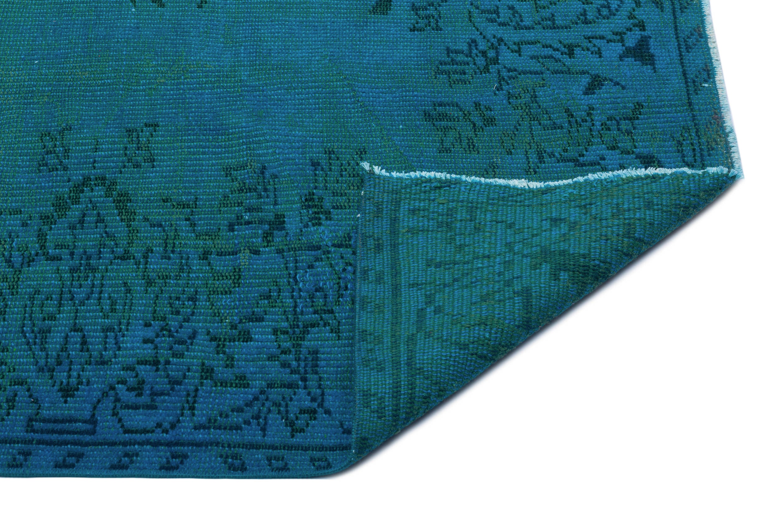 Turquoise Over Dyed Vintage Rug 5'3'' x 7'10'' ft 161 x 240 cm