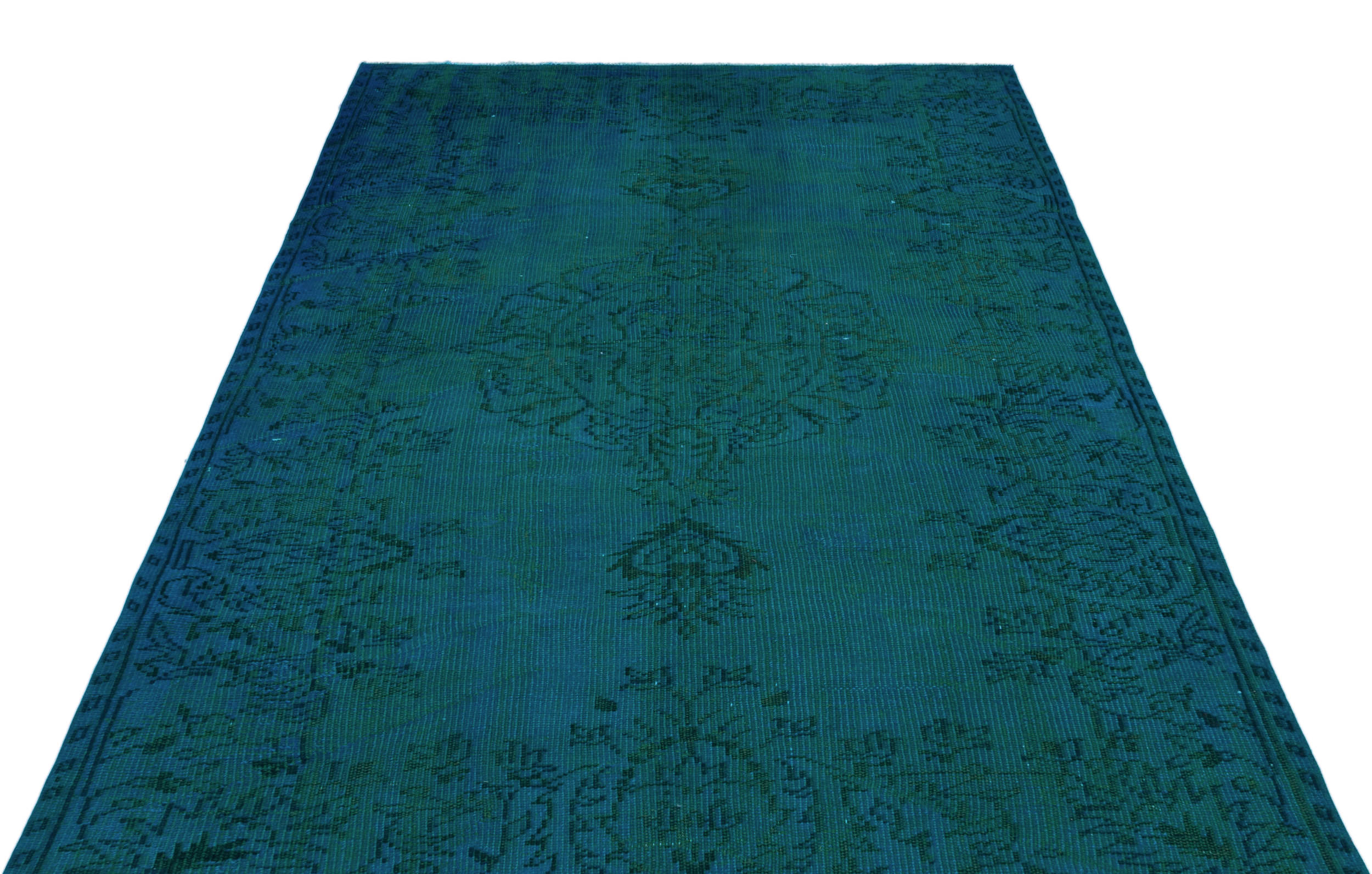 Turquoise Over Dyed Vintage Rug 5'3'' x 7'10'' ft 161 x 240 cm