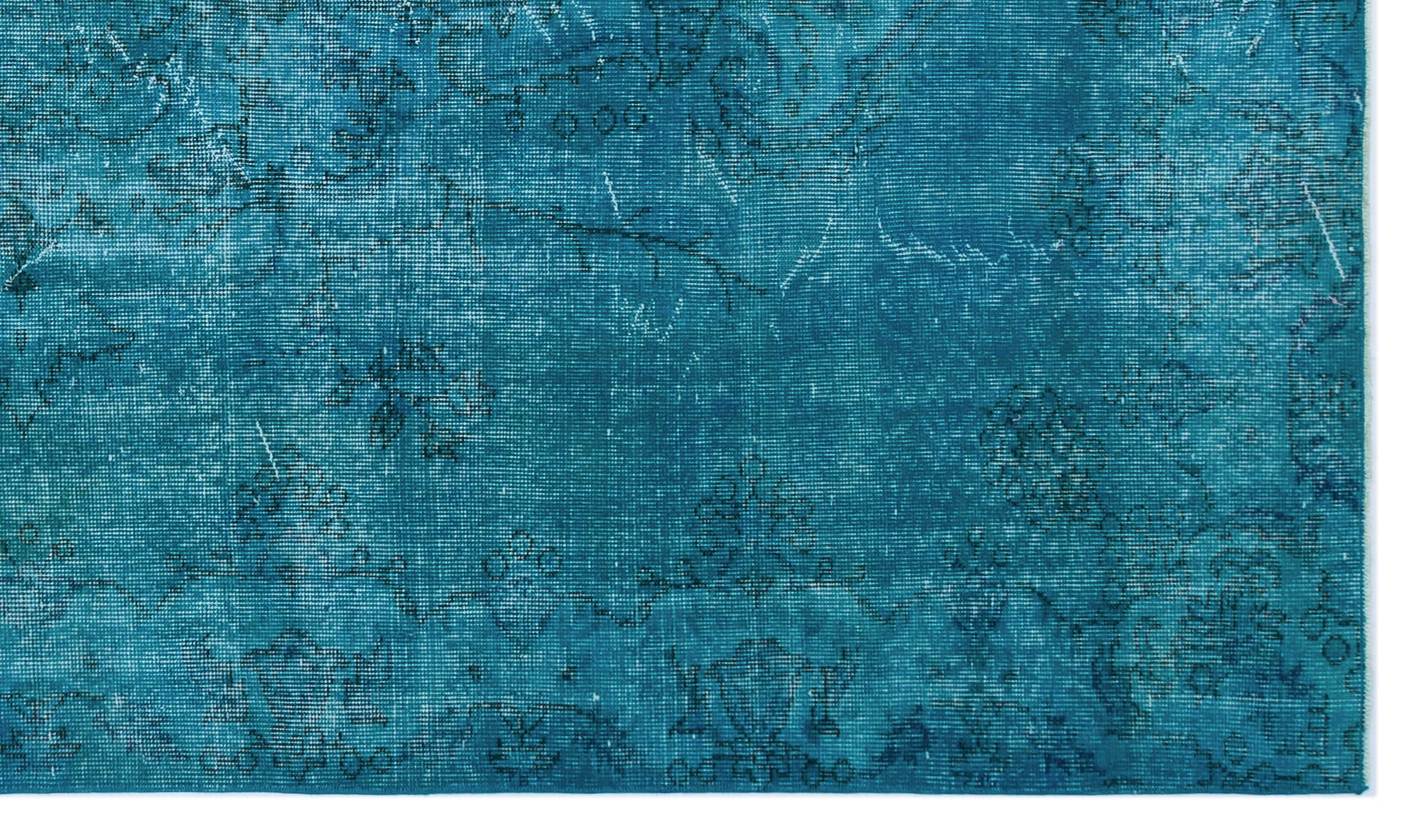 Turquoise Over Dyed Vintage Rug 5'5'' x 9'3'' ft 166 x 281 cm