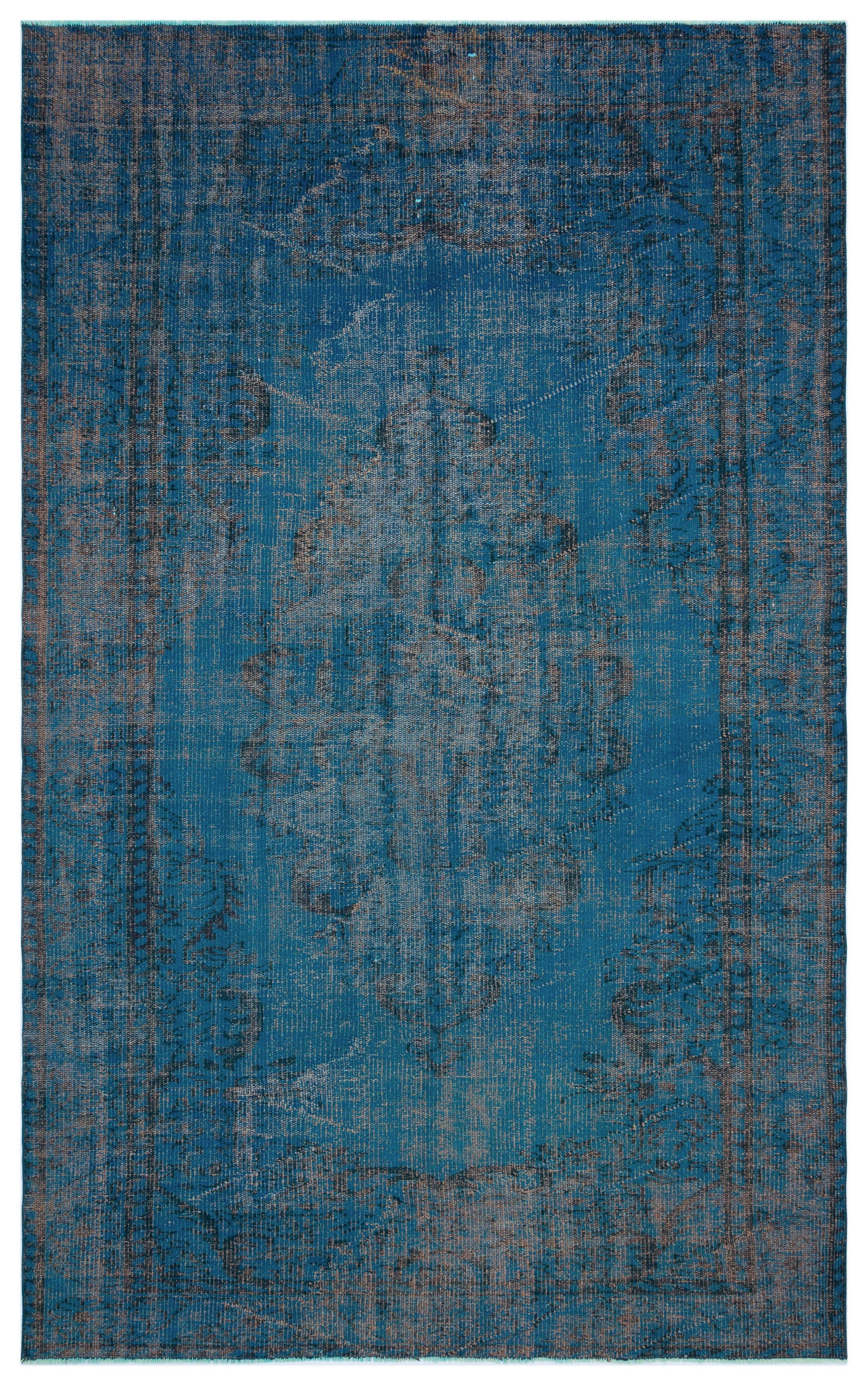 Turquoise Over Dyed Vintage Rug 5'11'' x 9'5'' ft 180 x 287 cm