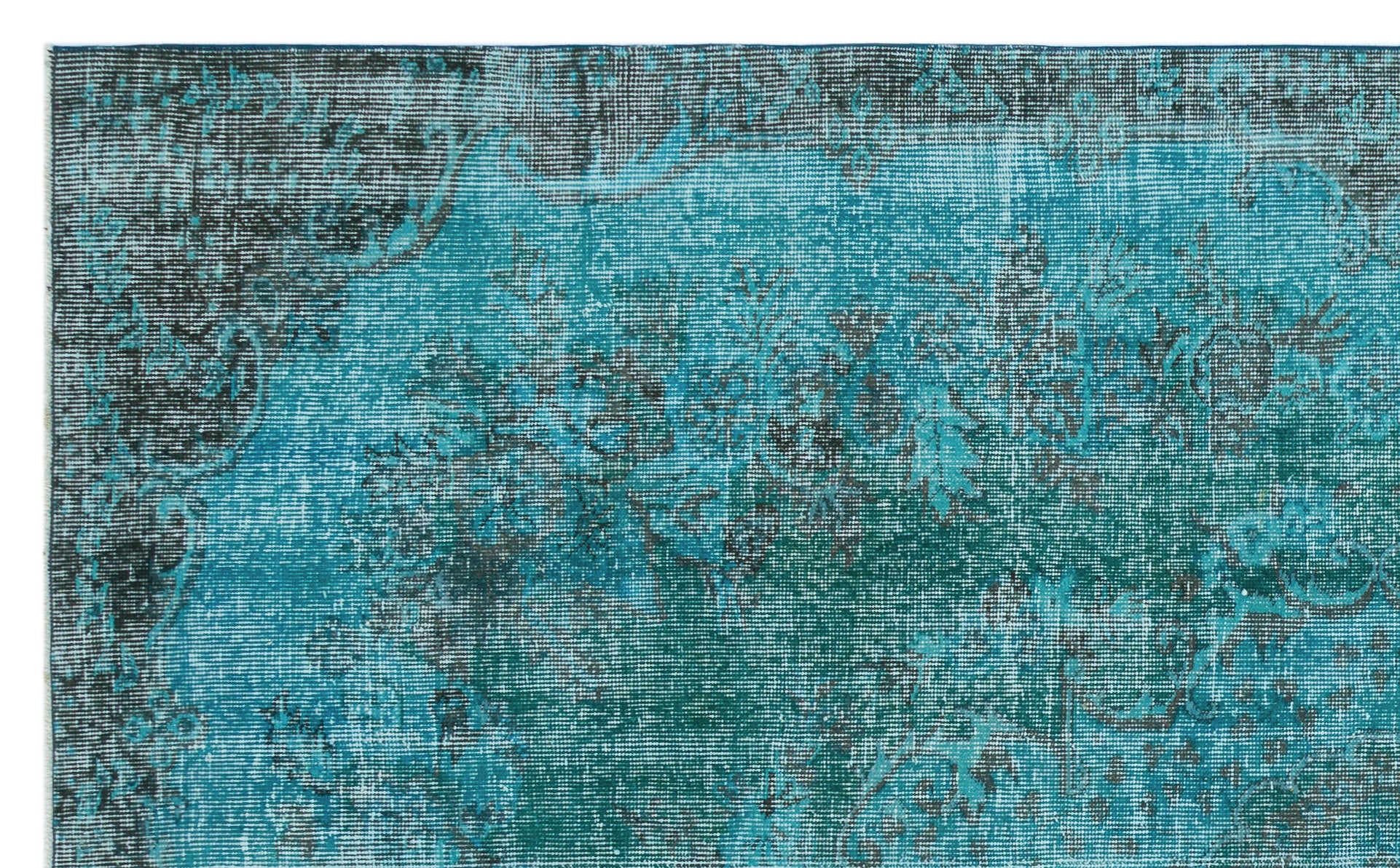 Turquoise Over Dyed Vintage Rug 5'5'' x 8'11'' ft 165 x 271 cm