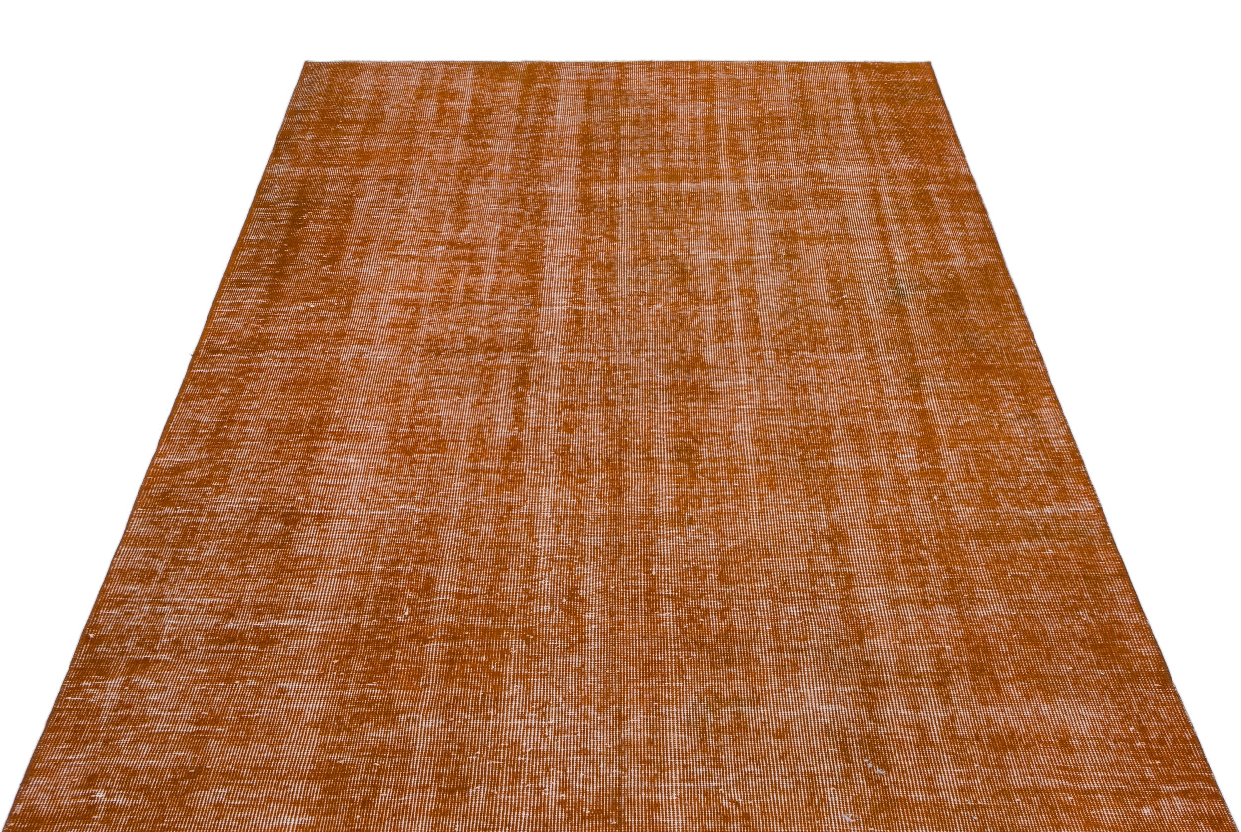 Orange Over Dyed Vintage Rug 4'12'' x 8'5'' ft 152 x 256 cm