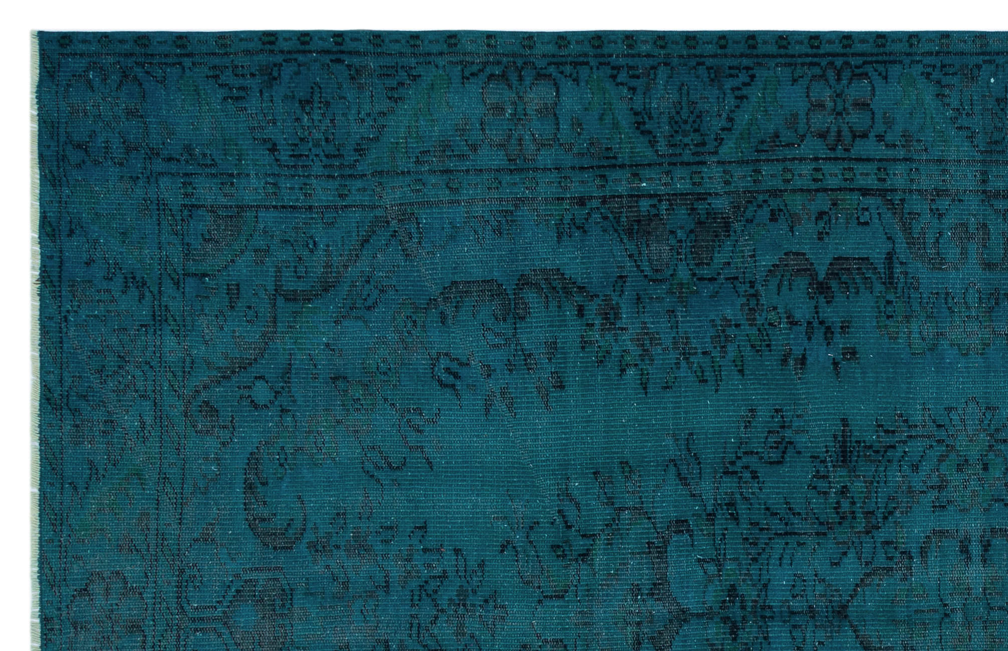 Turquoise Over Dyed Vintage Rug 5'12'' x 9'3'' ft 182 x 281 cm