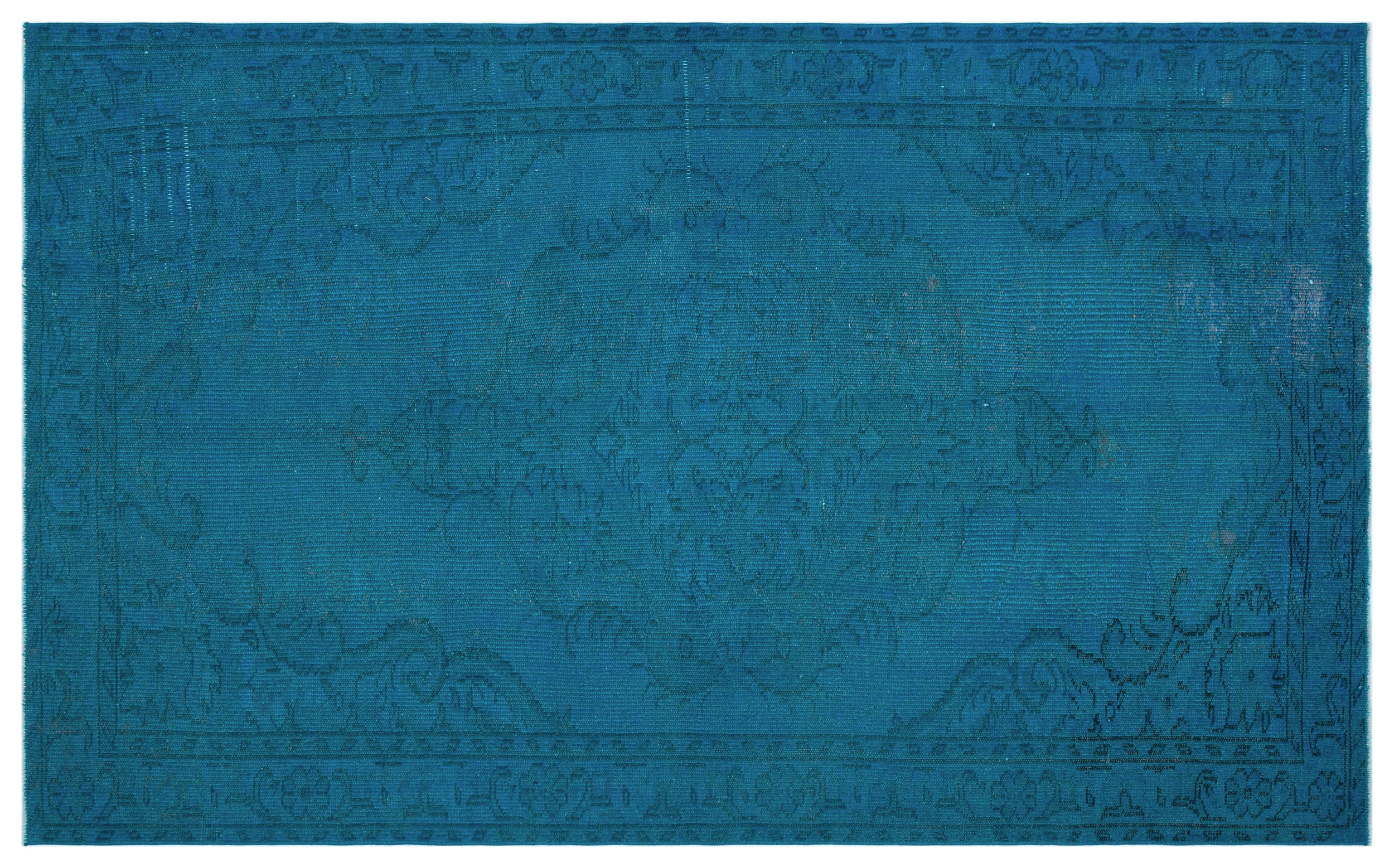Turquoise Over Dyed Vintage Rug 5'8'' x 8'11'' ft 172 x 272 cm