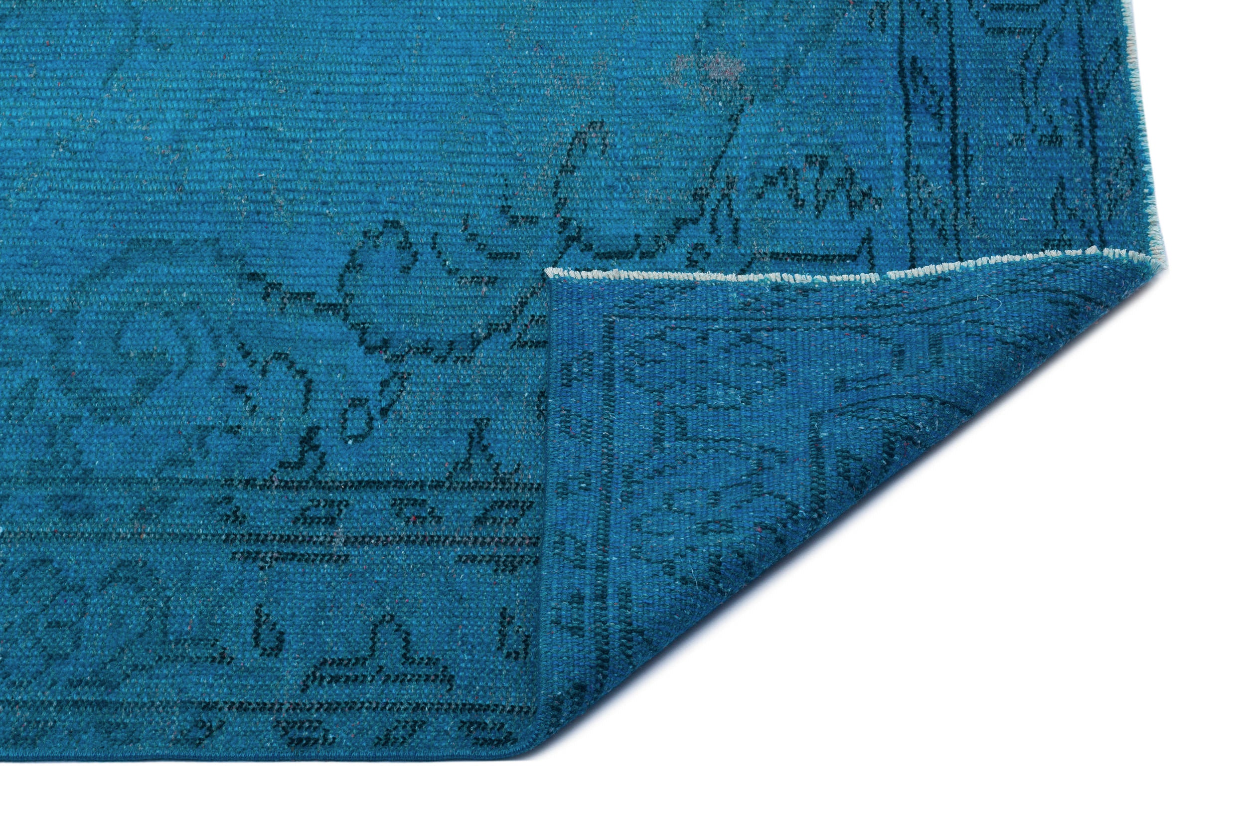 Turquoise Over Dyed Vintage Rug 5'8'' x 8'11'' ft 172 x 272 cm