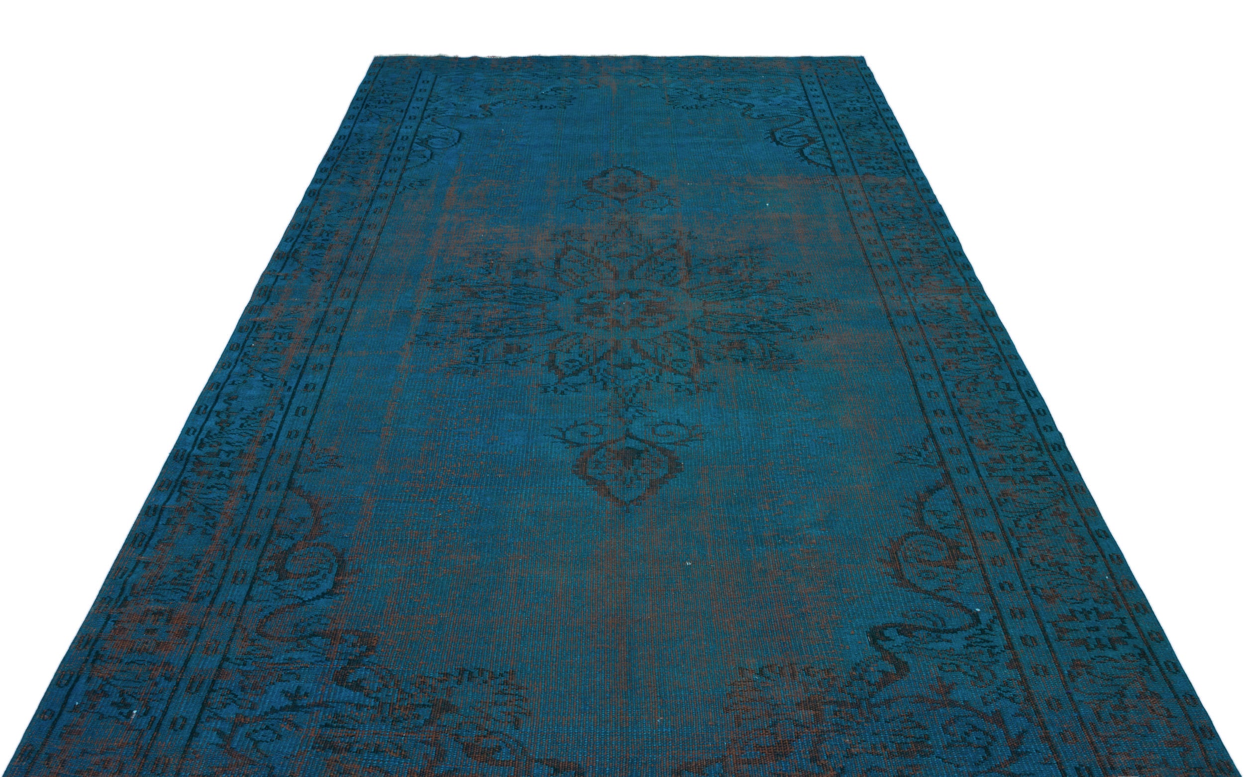 Turquoise Over Dyed Vintage Rug 6'4'' x 10'2'' ft 192 x 310 cm