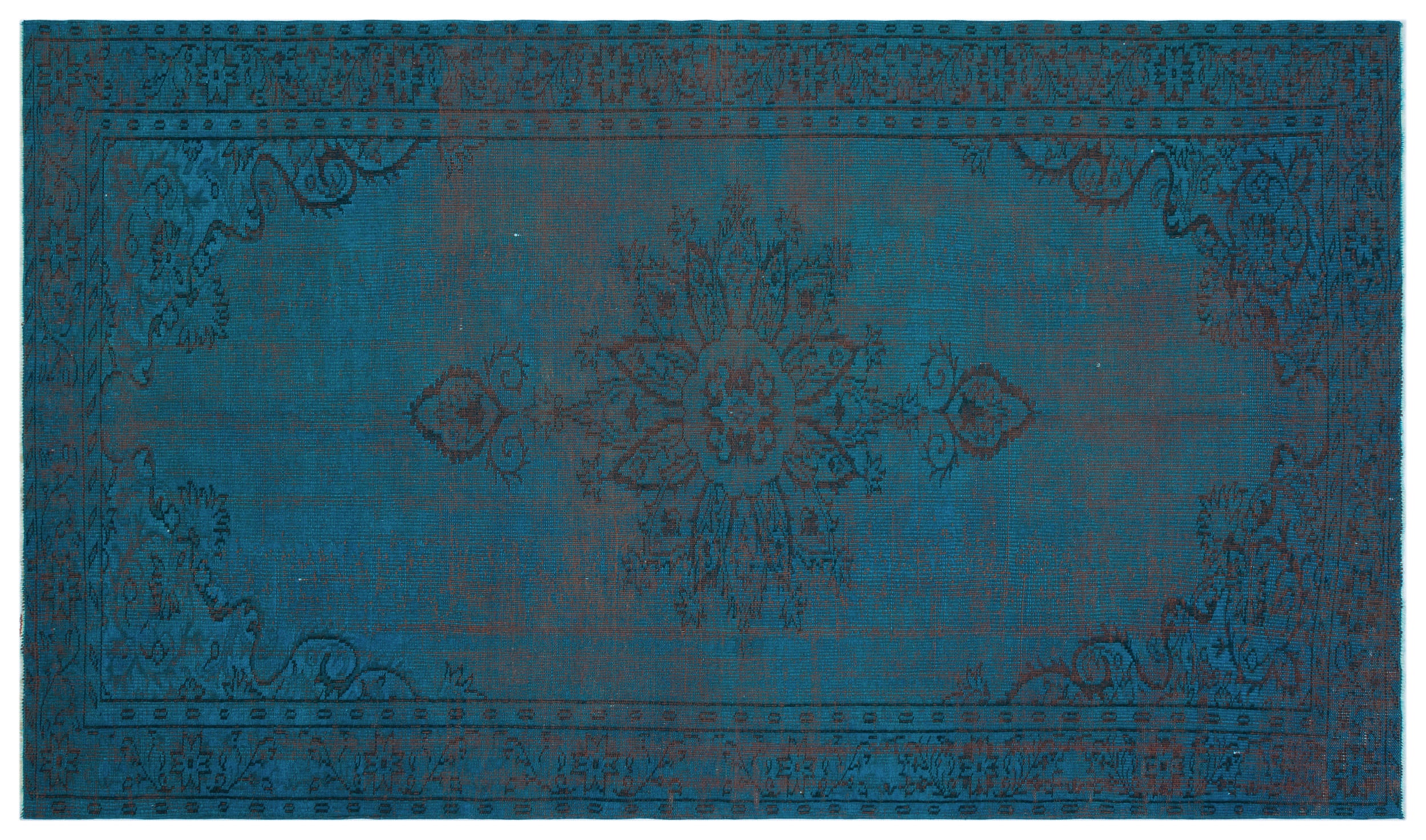 Turquoise Over Dyed Vintage Rug 6'4'' x 10'2'' ft 192 x 310 cm