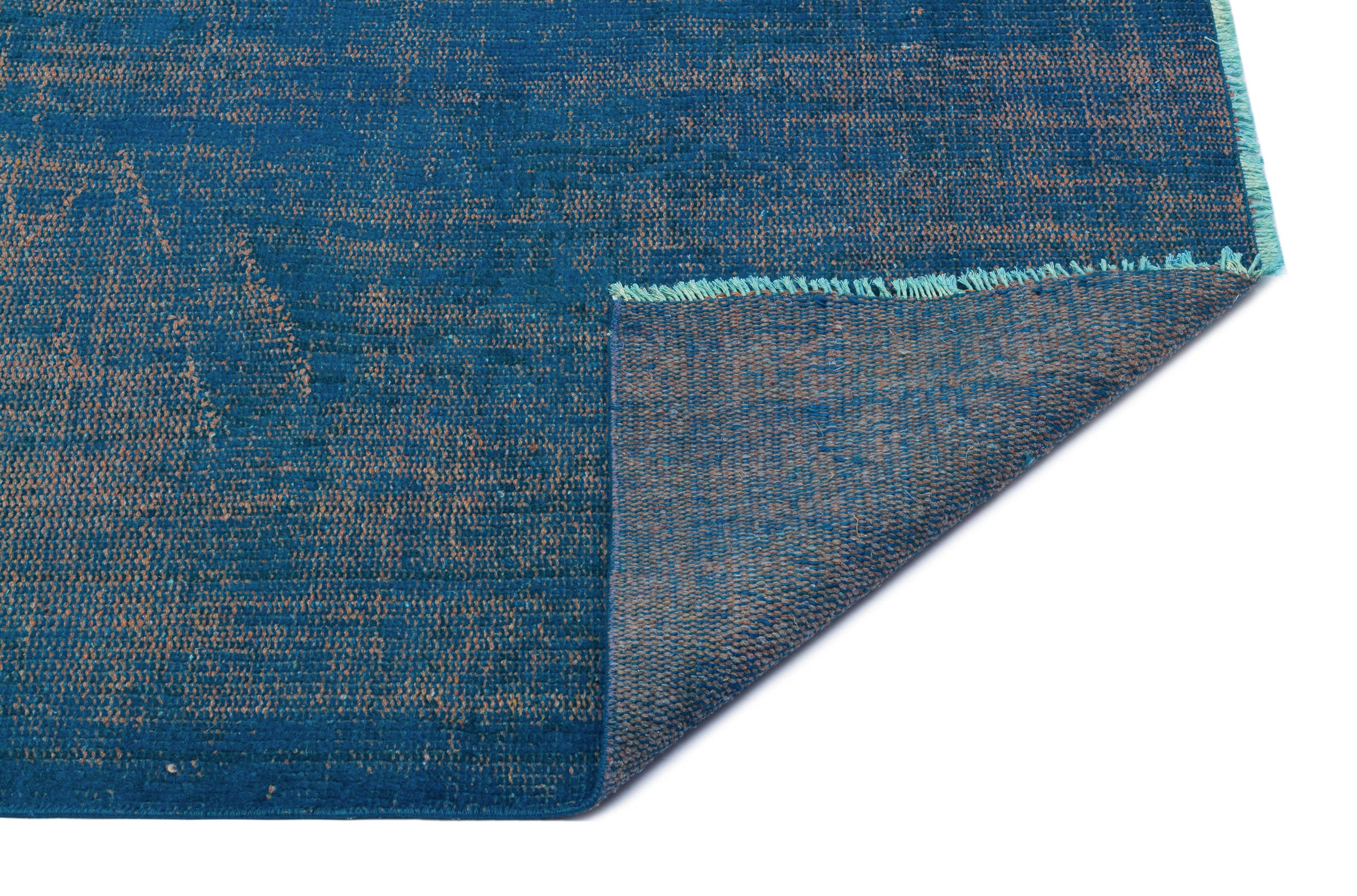Turquoise Over Dyed Vintage Rug 5'5'' x 9'4'' ft 164 x 285 cm