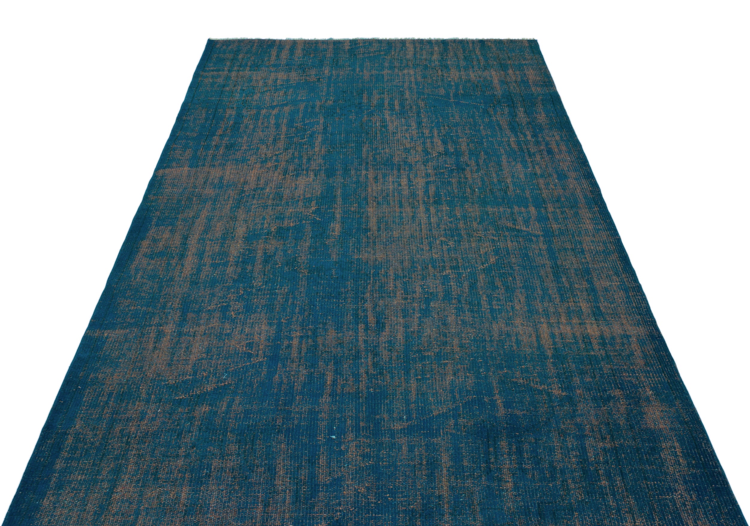 Turquoise Over Dyed Vintage Rug 5'5'' x 9'4'' ft 164 x 285 cm