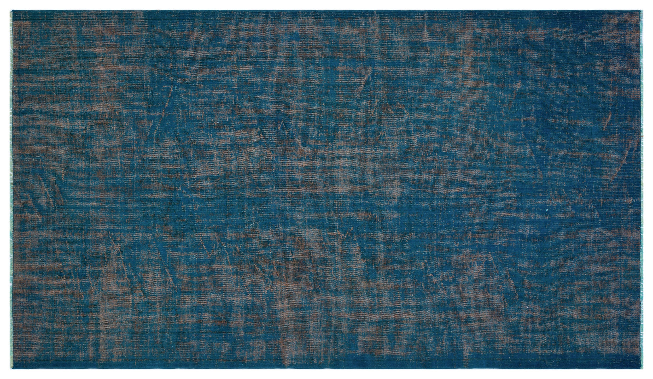 Turquoise Over Dyed Vintage Rug 5'5'' x 9'4'' ft 164 x 285 cm