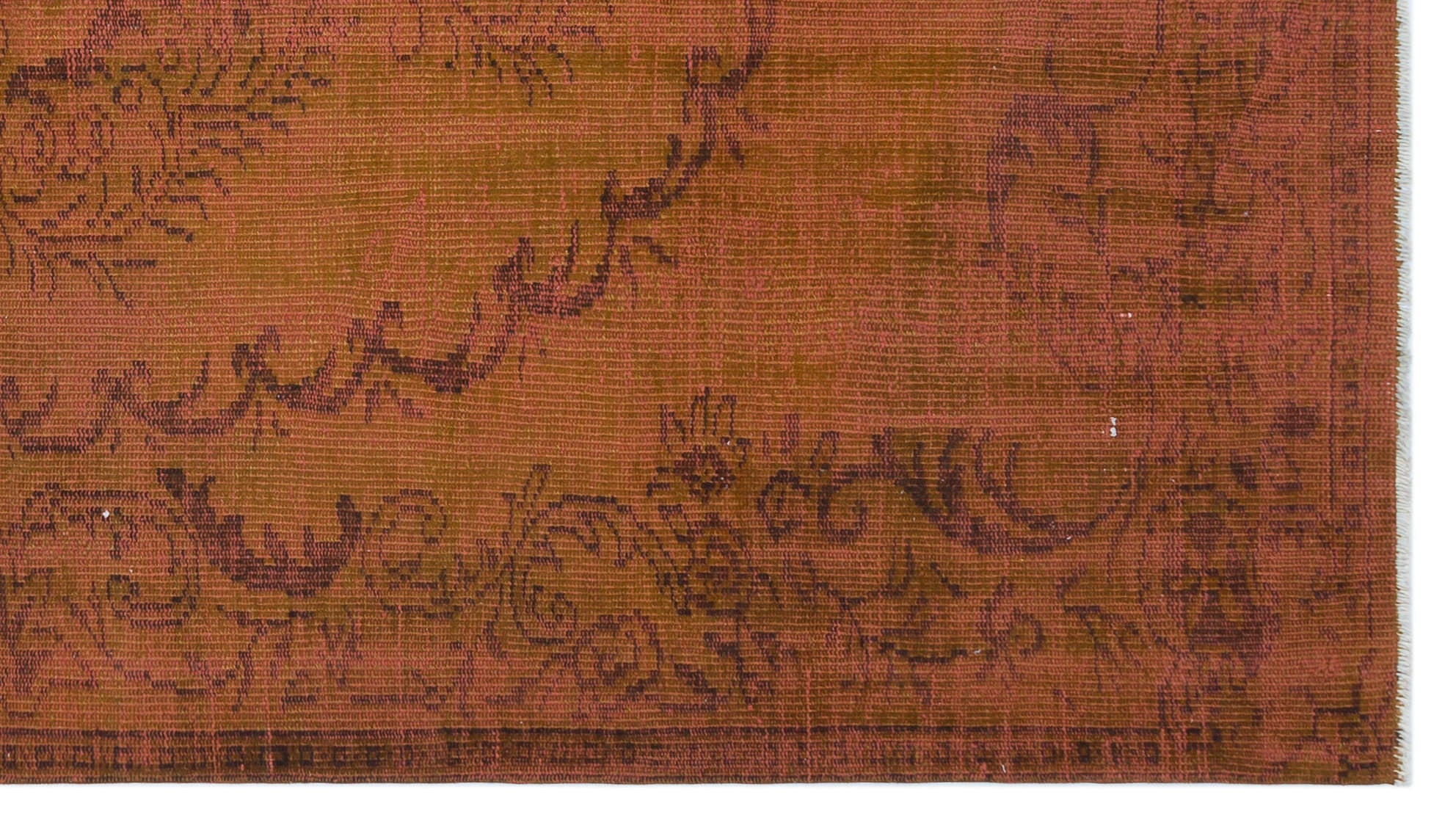 Brown Over Dyed Vintage Rug 5'2'' x 9'3'' ft 158 x 282 cm
