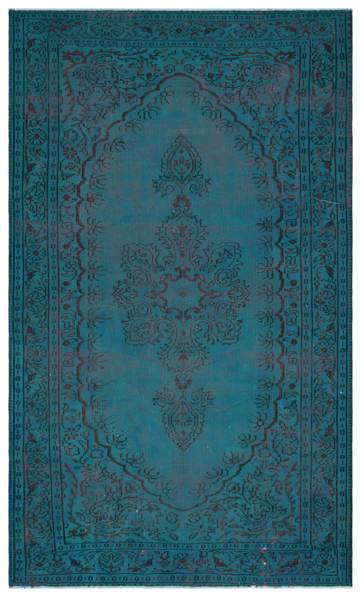 Turquoise Over Dyed Vintage Rug 6'2'' x 10'0'' ft 187 x 305 cm