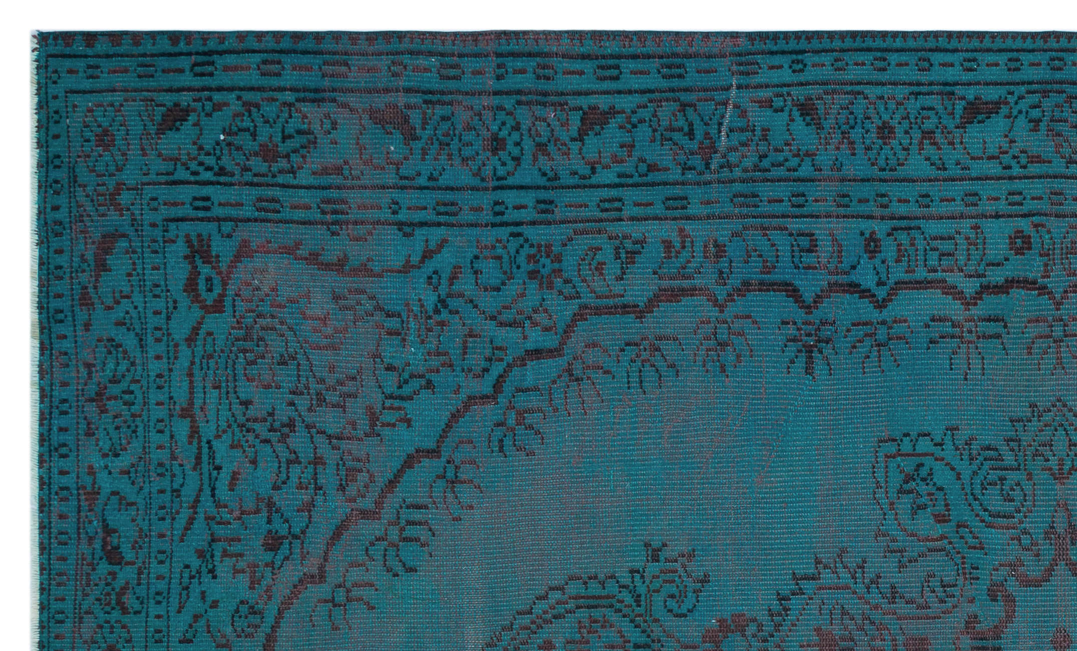 Turquoise Over Dyed Vintage Rug 6'2'' x 10'0'' ft 187 x 305 cm