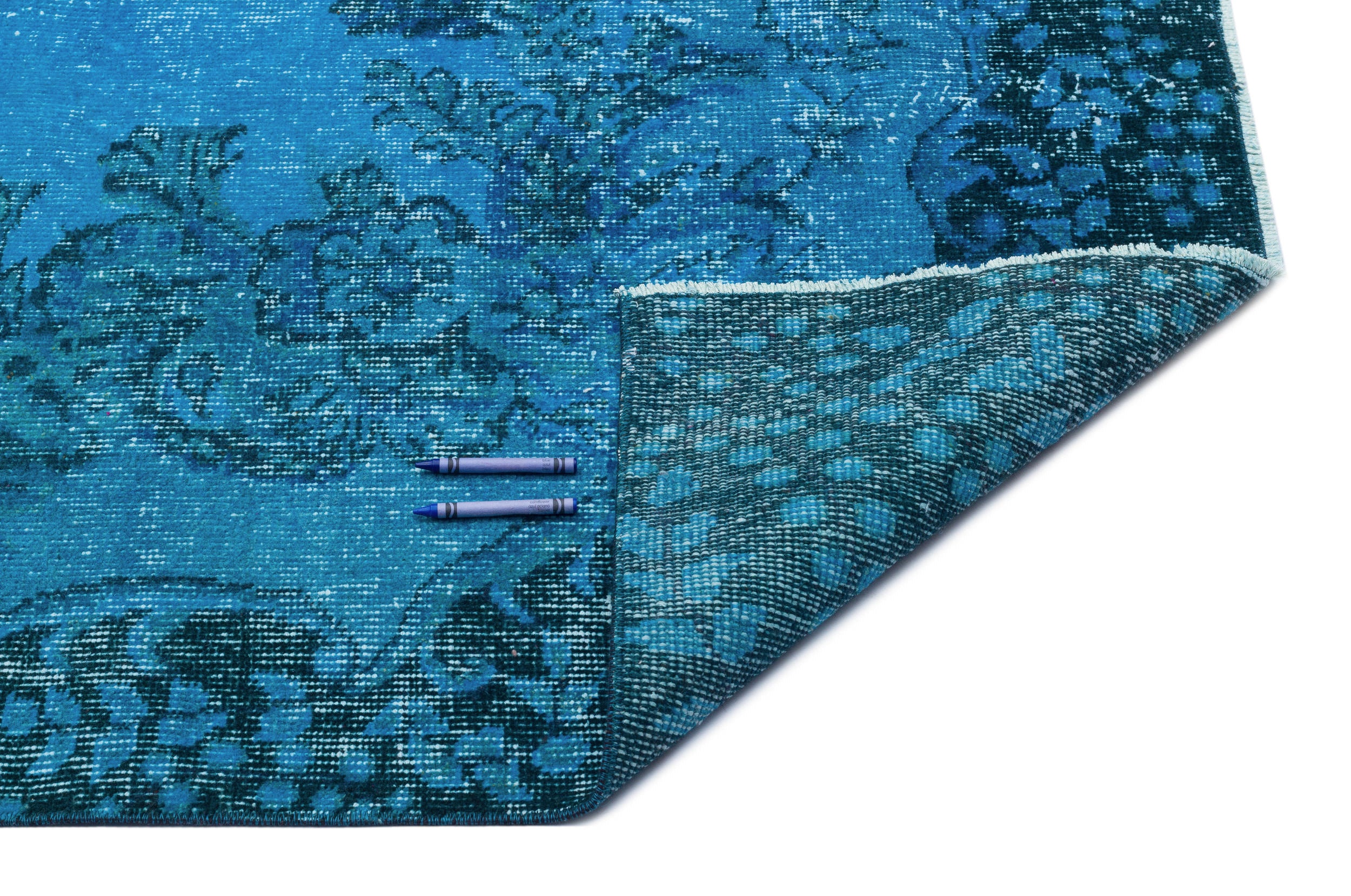 Turquoise Over Dyed Vintage Rug 5'10'' x 10'1'' ft 179 x 307 cm