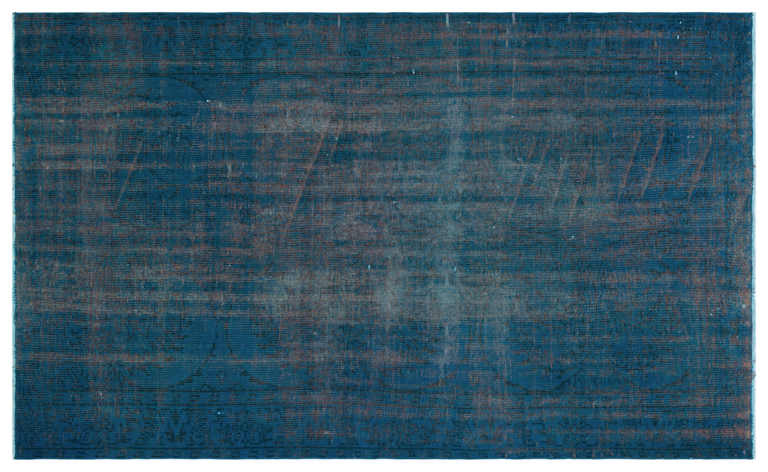 Turquoise Over Dyed Vintage Rug 5'4'' x 8'8'' ft 162 x 265 cm