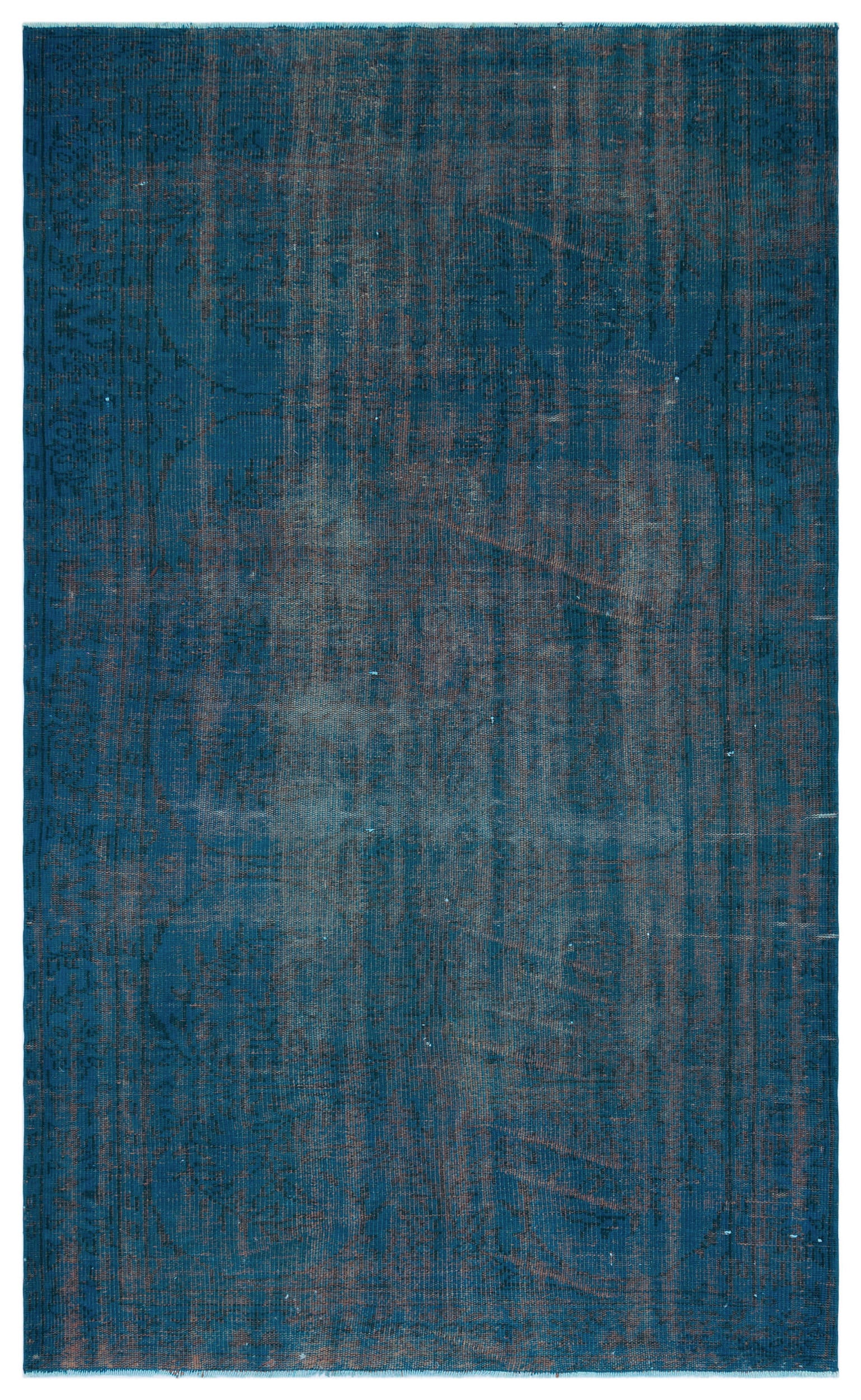 Turquoise Over Dyed Vintage Rug 5'4'' x 8'8'' ft 162 x 265 cm