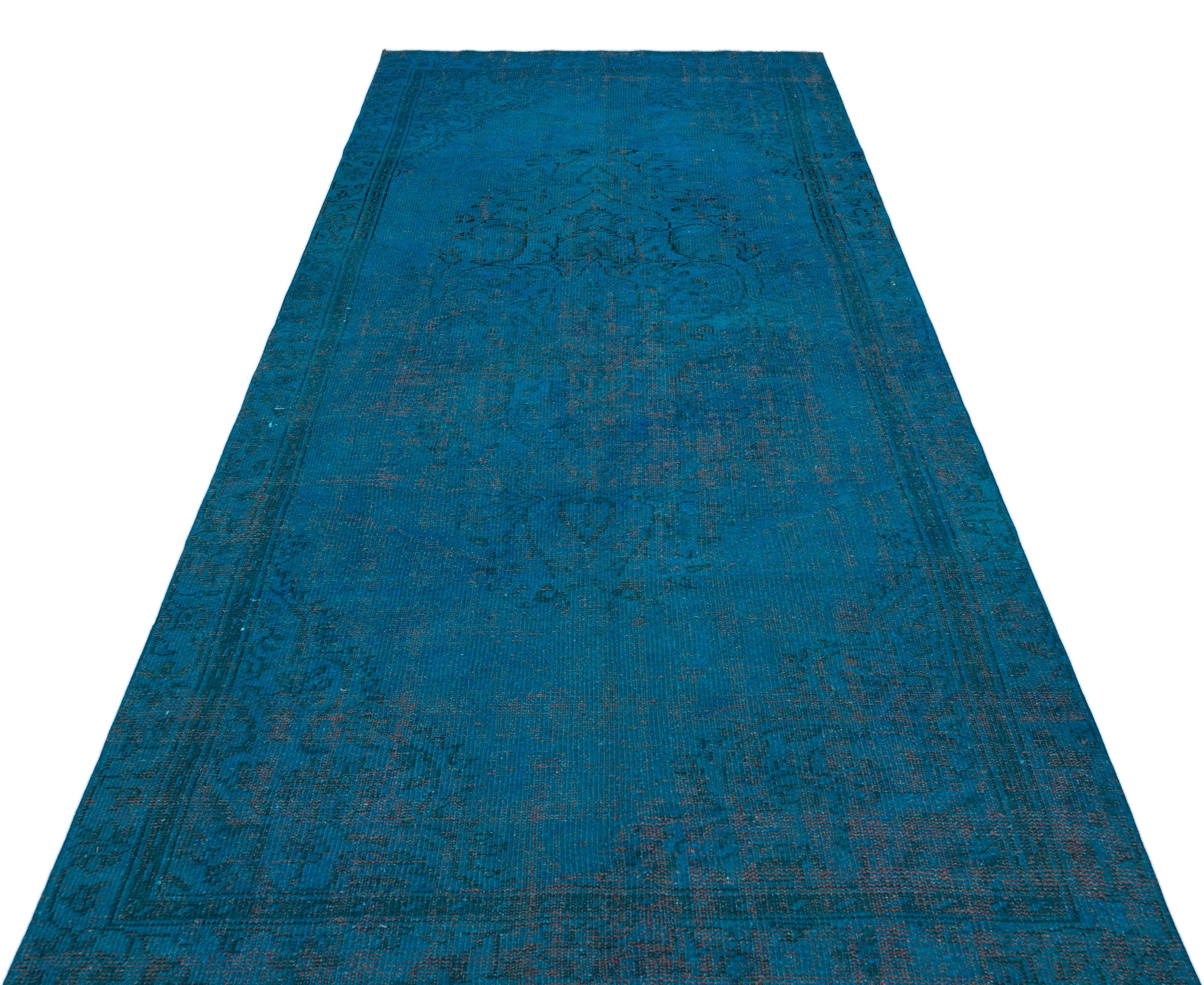 Turquoise Over Dyed Vintage Rug 4'9'' x 9'9'' ft 146 x 297 cm