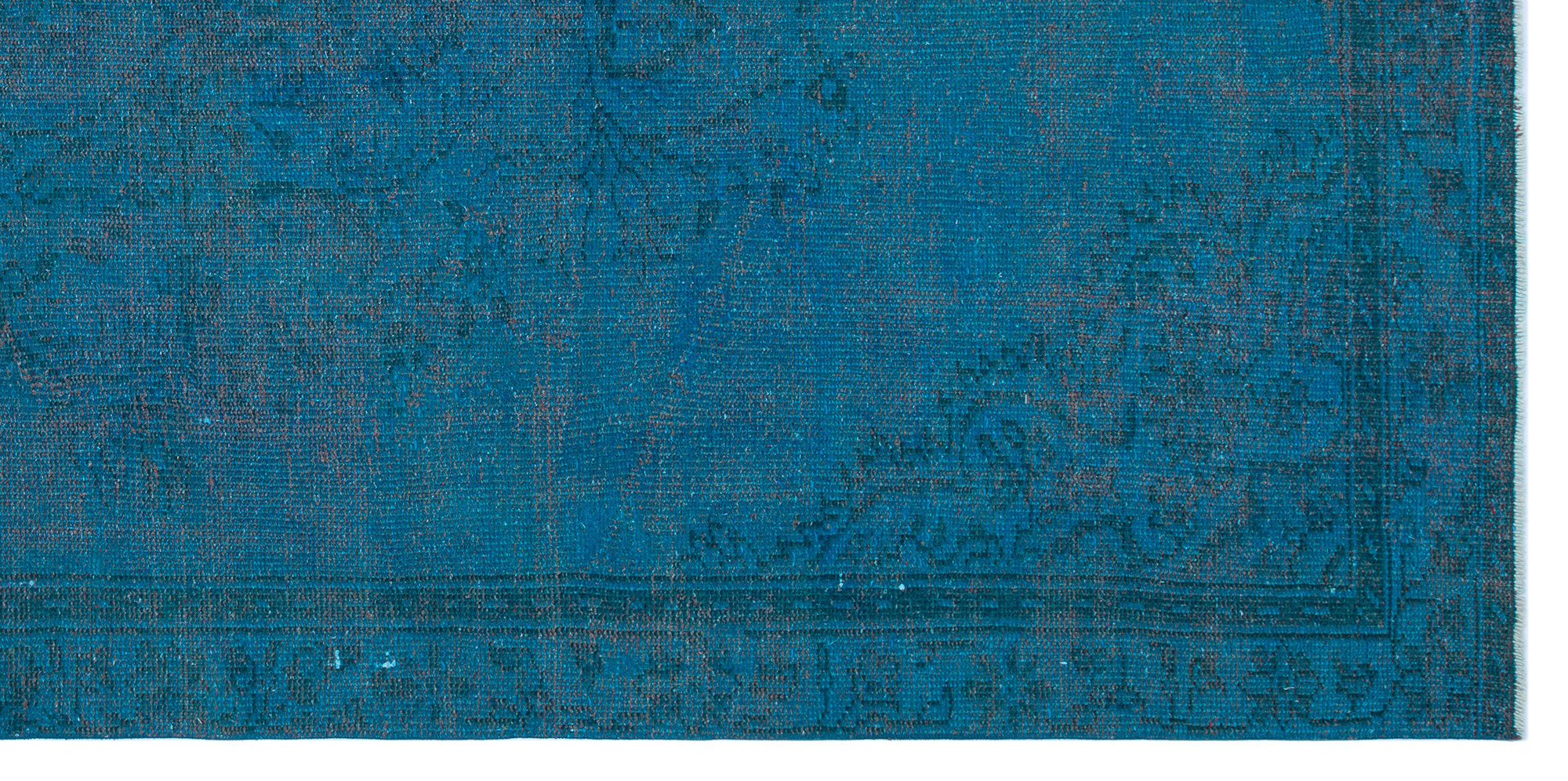 Turquoise Over Dyed Vintage Rug 4'9'' x 9'9'' ft 146 x 297 cm