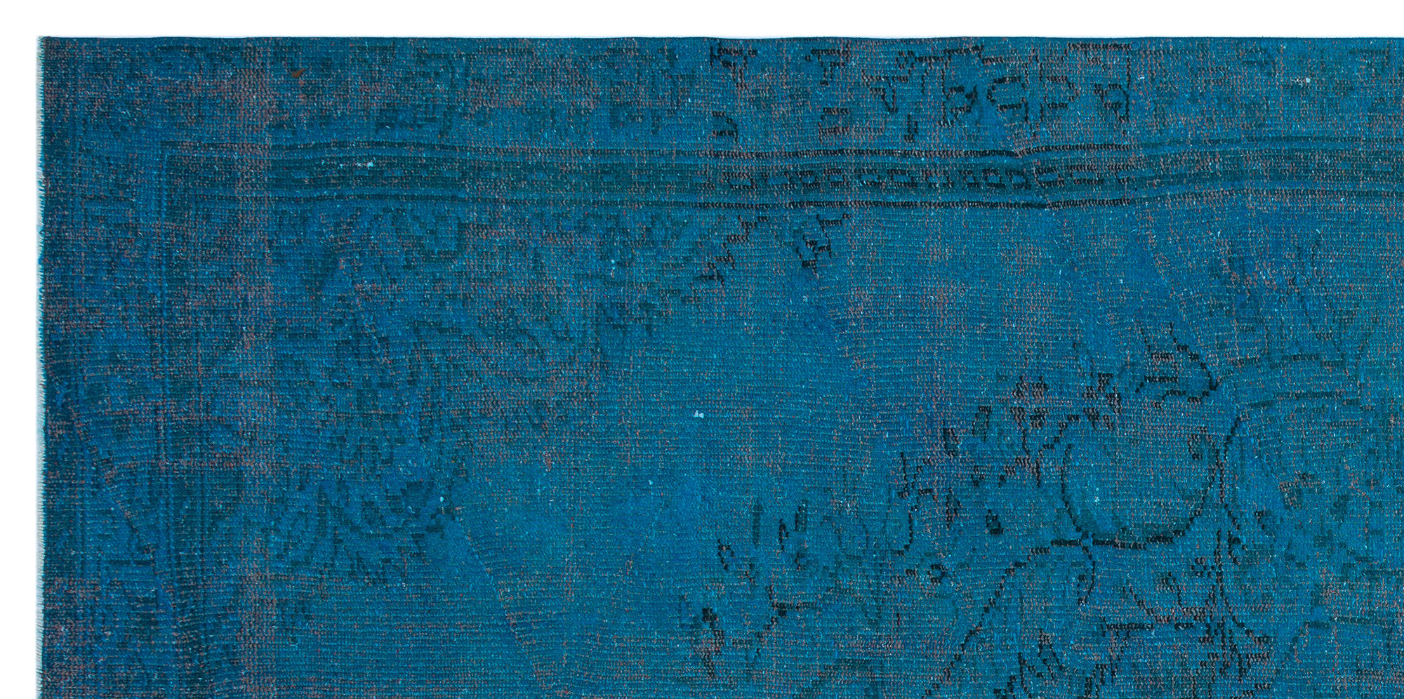Turquoise Over Dyed Vintage Rug 4'9'' x 9'9'' ft 146 x 297 cm