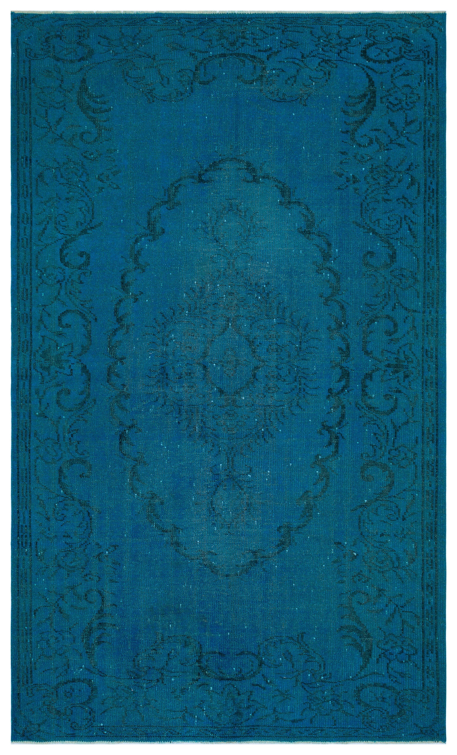 Turquoise Over Dyed Vintage Rug 5'4'' x 8'11'' ft 163 x 271 cm