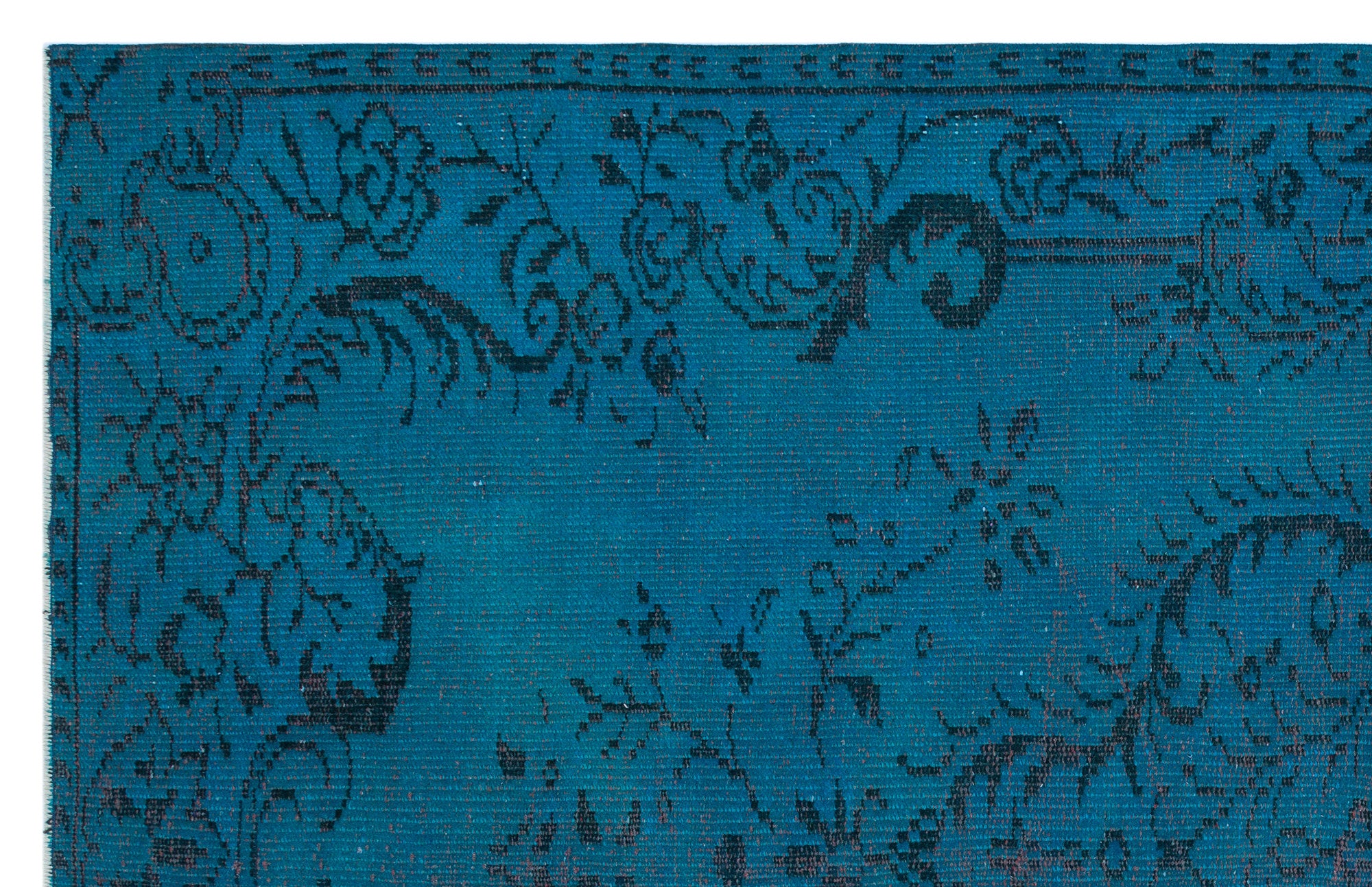 Turquoise Over Dyed Vintage Rug 5'1'' x 7'12'' ft 154 x 243 cm