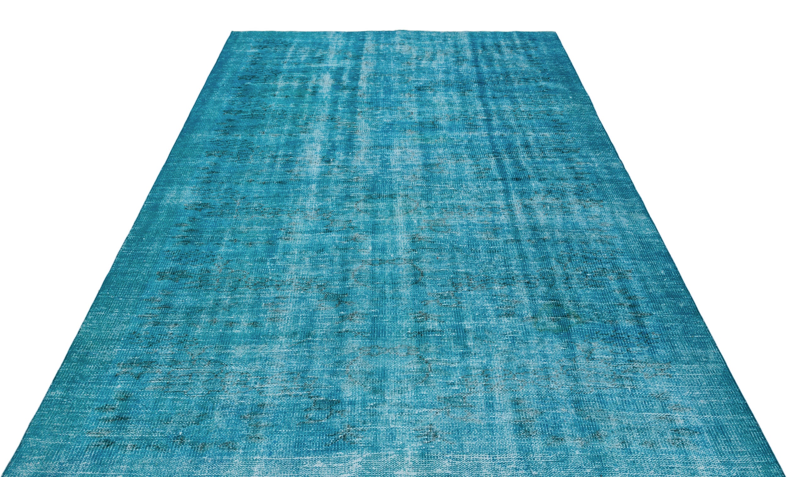 Turquoise Over Dyed Vintage Rug 6'0'' x 8'10'' ft 184 x 270 cm