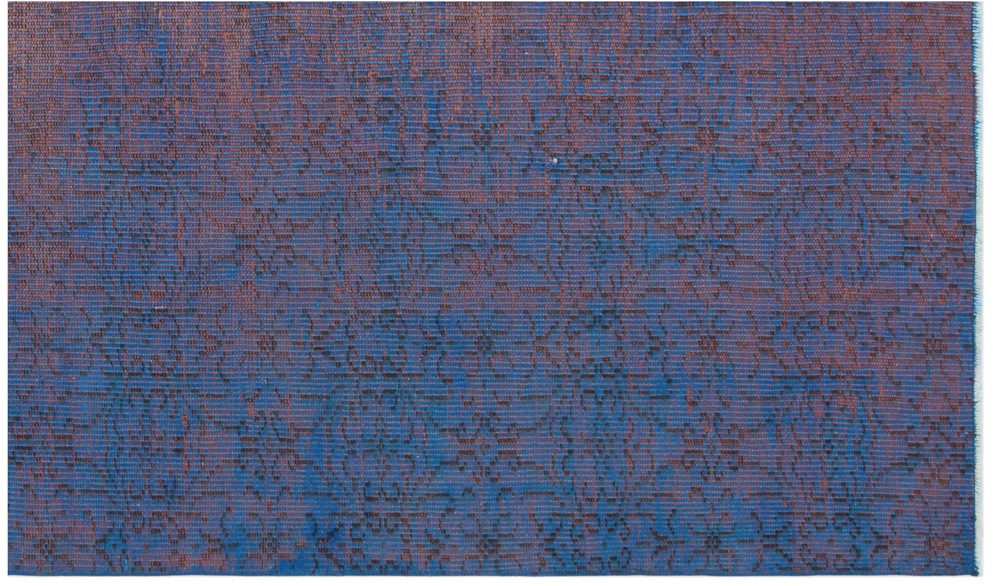 Retro Design Blue Over Dyed Vintage Rug 4'10'' x 8'4'' ft 147 x 254 cm