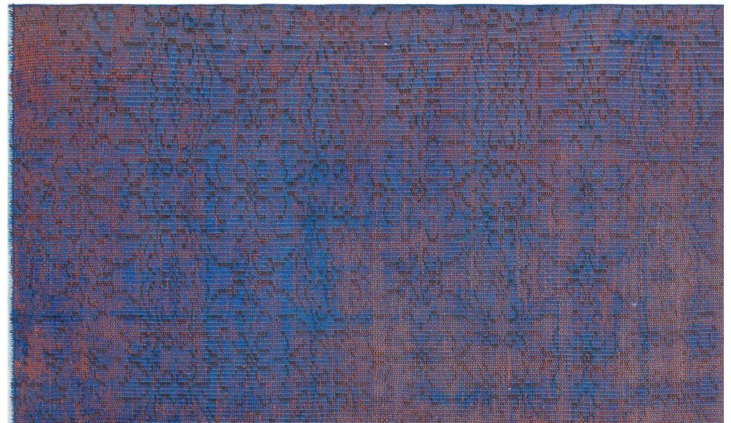 Retro Design Blue Over Dyed Vintage Rug 4'10'' x 8'4'' ft 147 x 254 cm