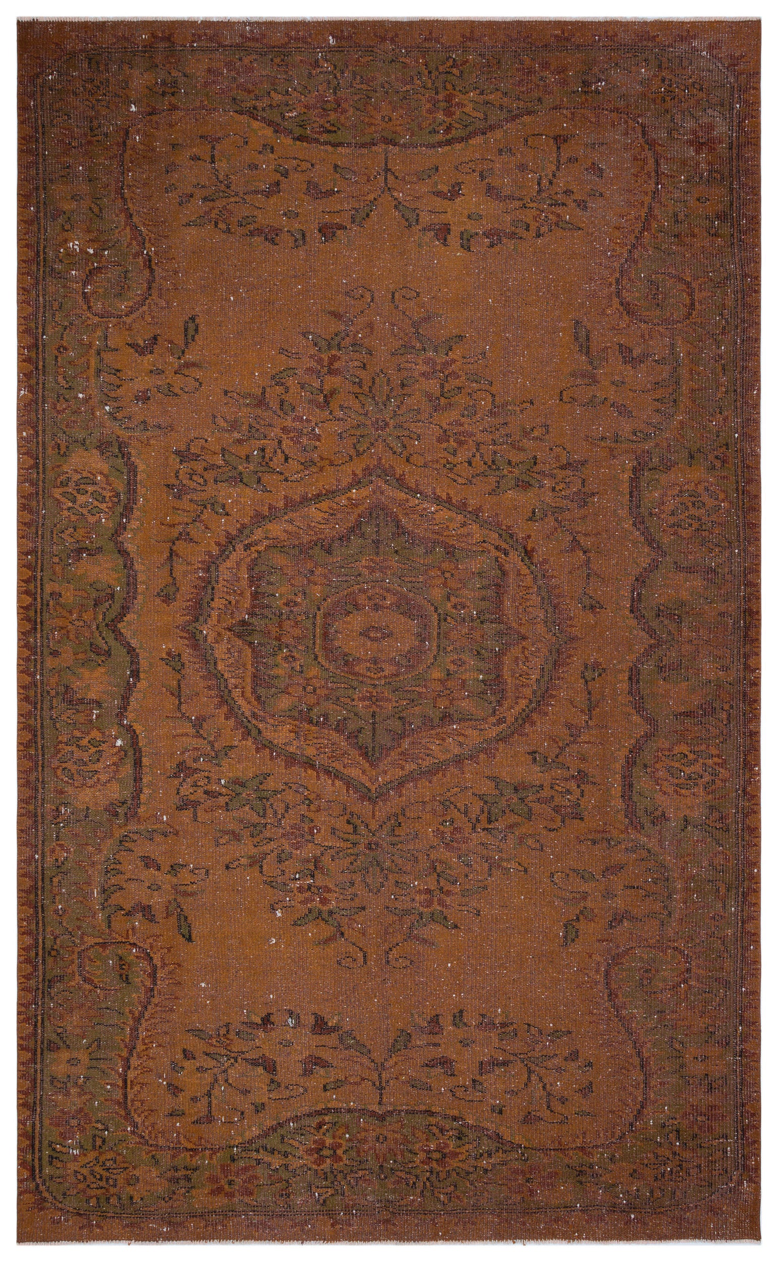 Brown Over Dyed Vintage Rug 5'12'' x 9'9'' ft 182 x 297 cm
