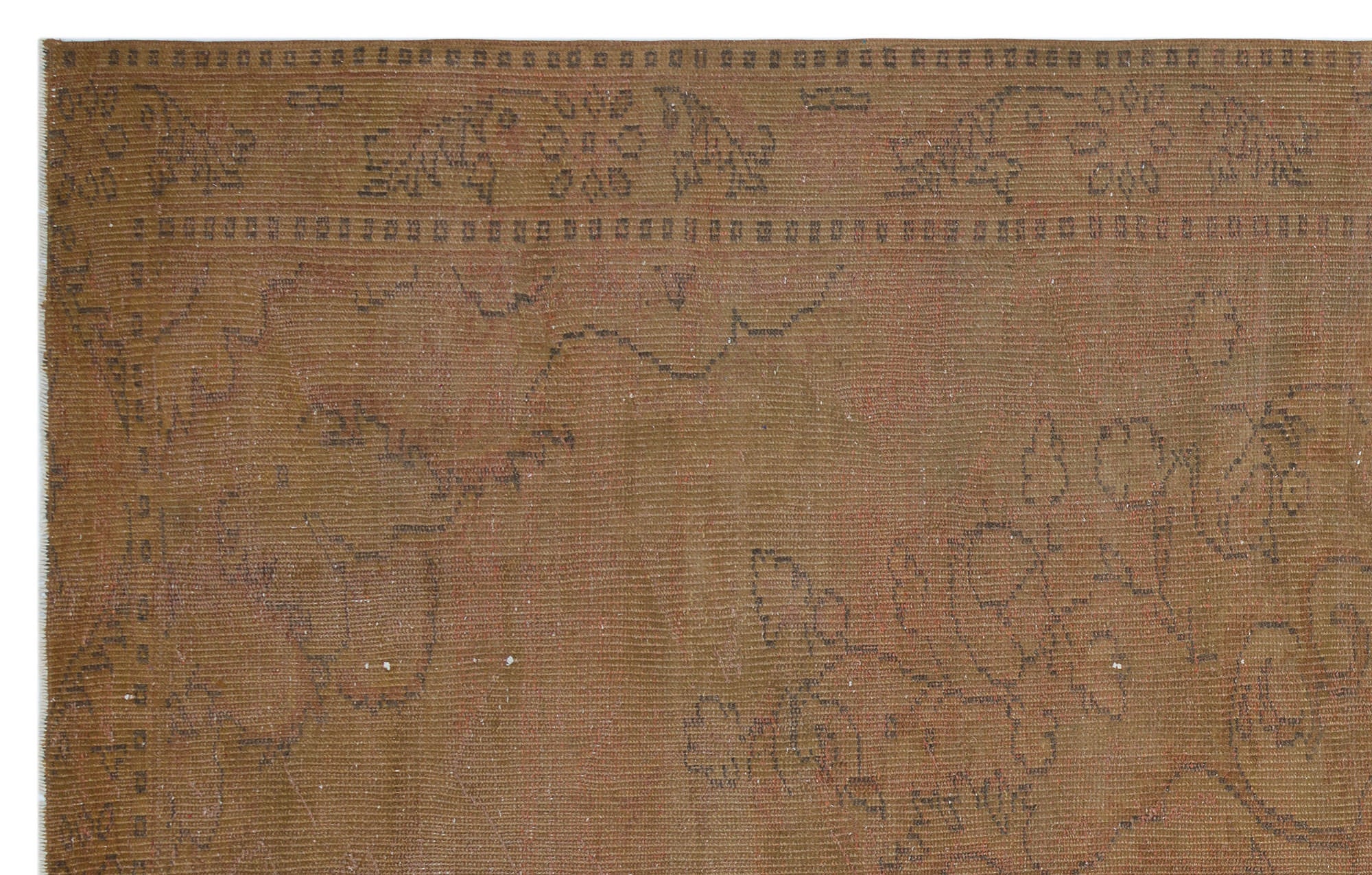 Brown Over Dyed Vintage Rug 5'9'' x 9'2'' ft 174 x 279 cm