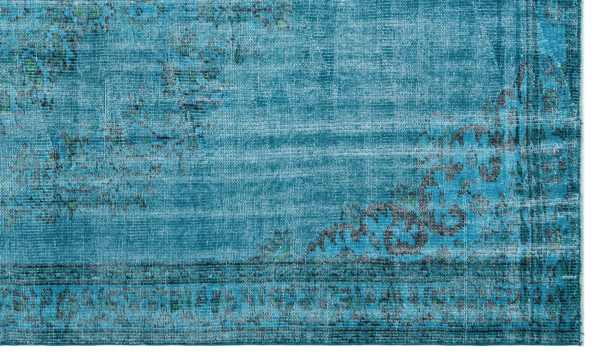 Turquoise Over Dyed Vintage Rug 5'9'' x 9'8'' ft 176 x 295 cm