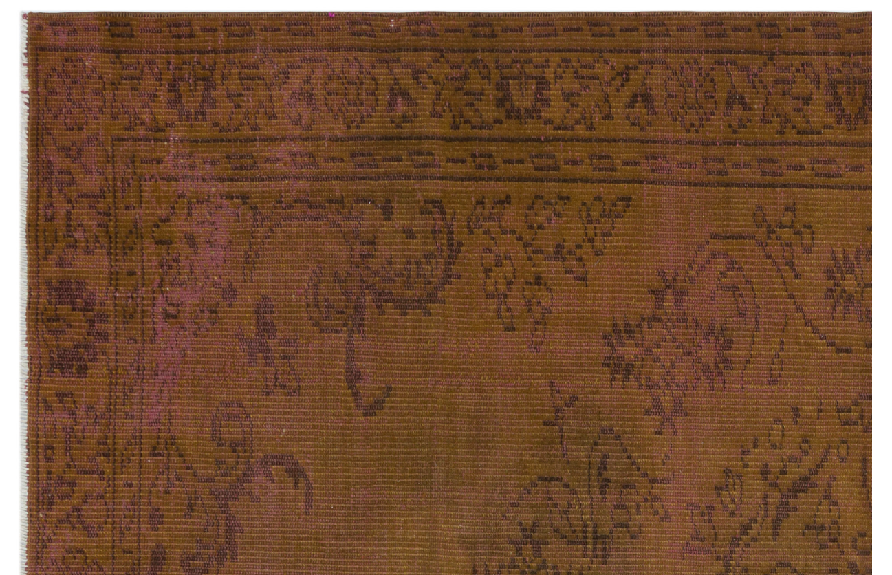 Traditional Design Brown Over Dyed Vintage Rug 5'3'' x 7'9'' ft 159 x 236 cm