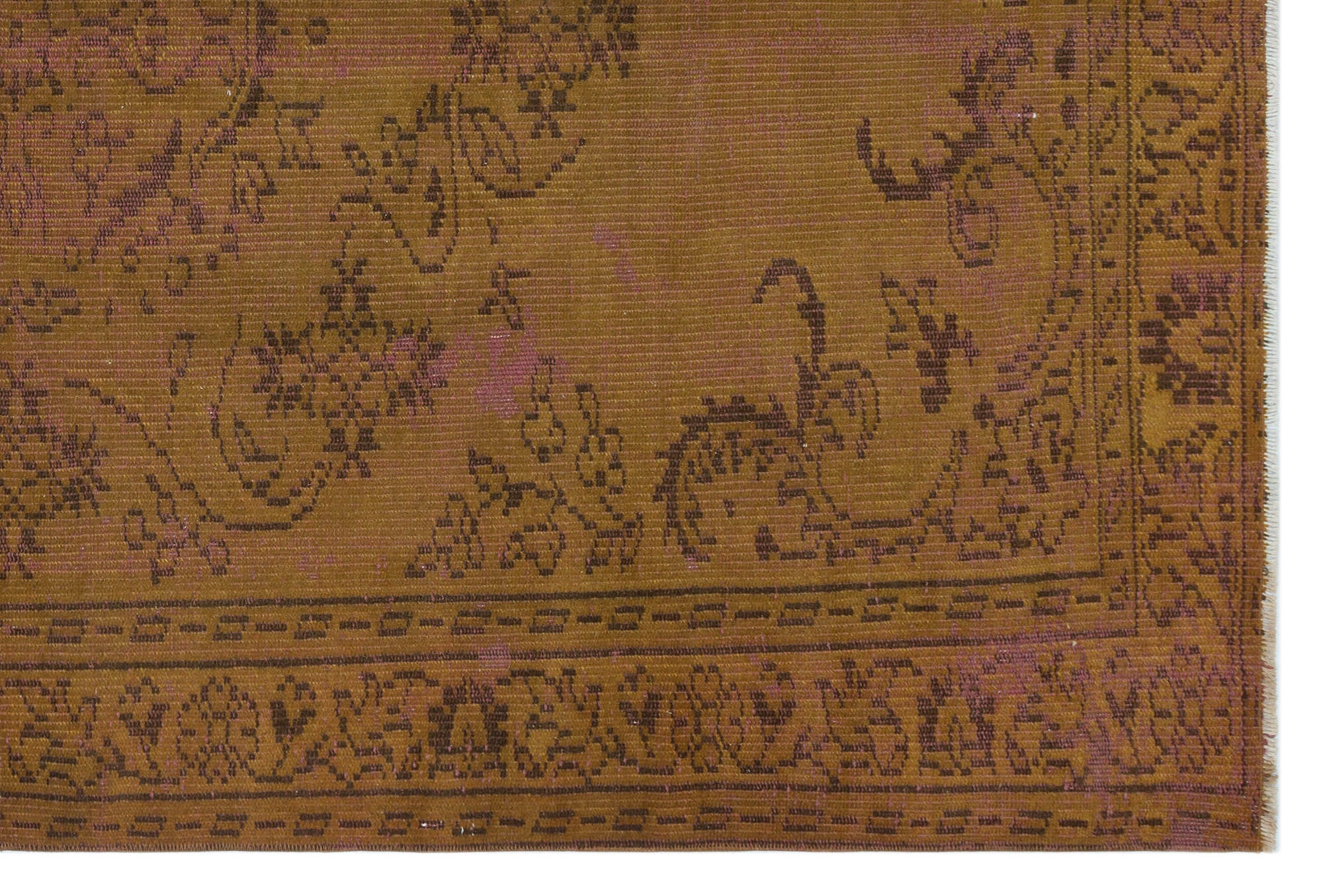 Brown Over Dyed Vintage Rug 5'3'' x 7'9'' ft 159 x 236 cm