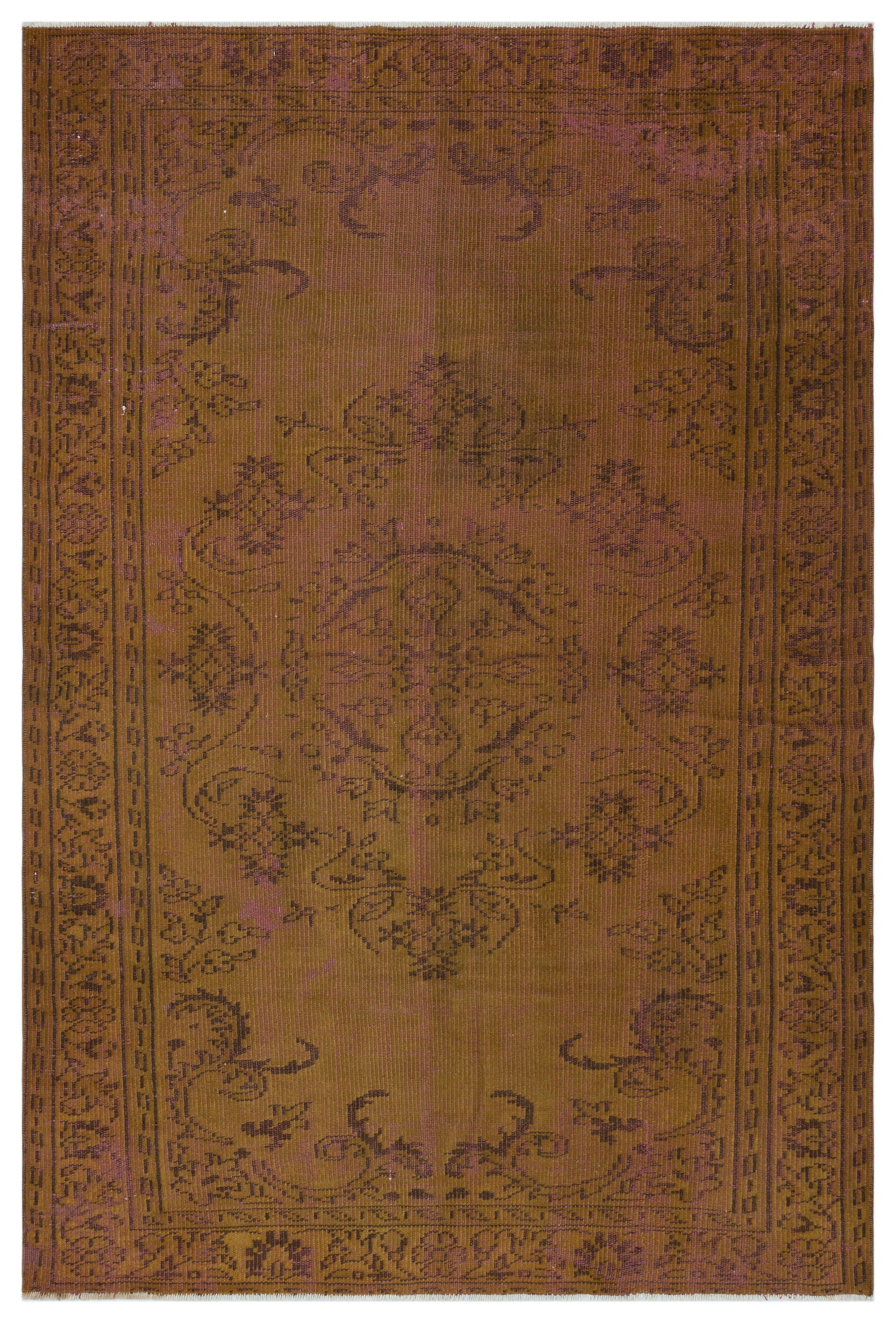 Brown Over Dyed Vintage Rug 5'3'' x 7'9'' ft 159 x 236 cm