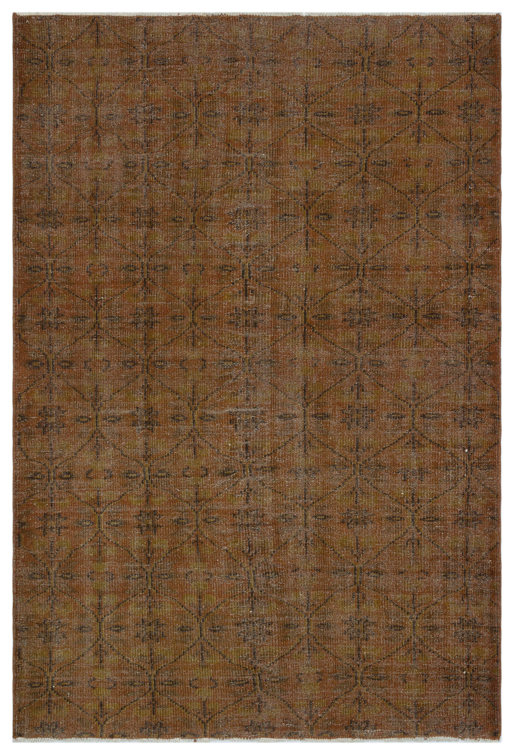 Brown Over Dyed Vintage Rug 5'3'' x 7'10'' ft 160 x 239 cm
