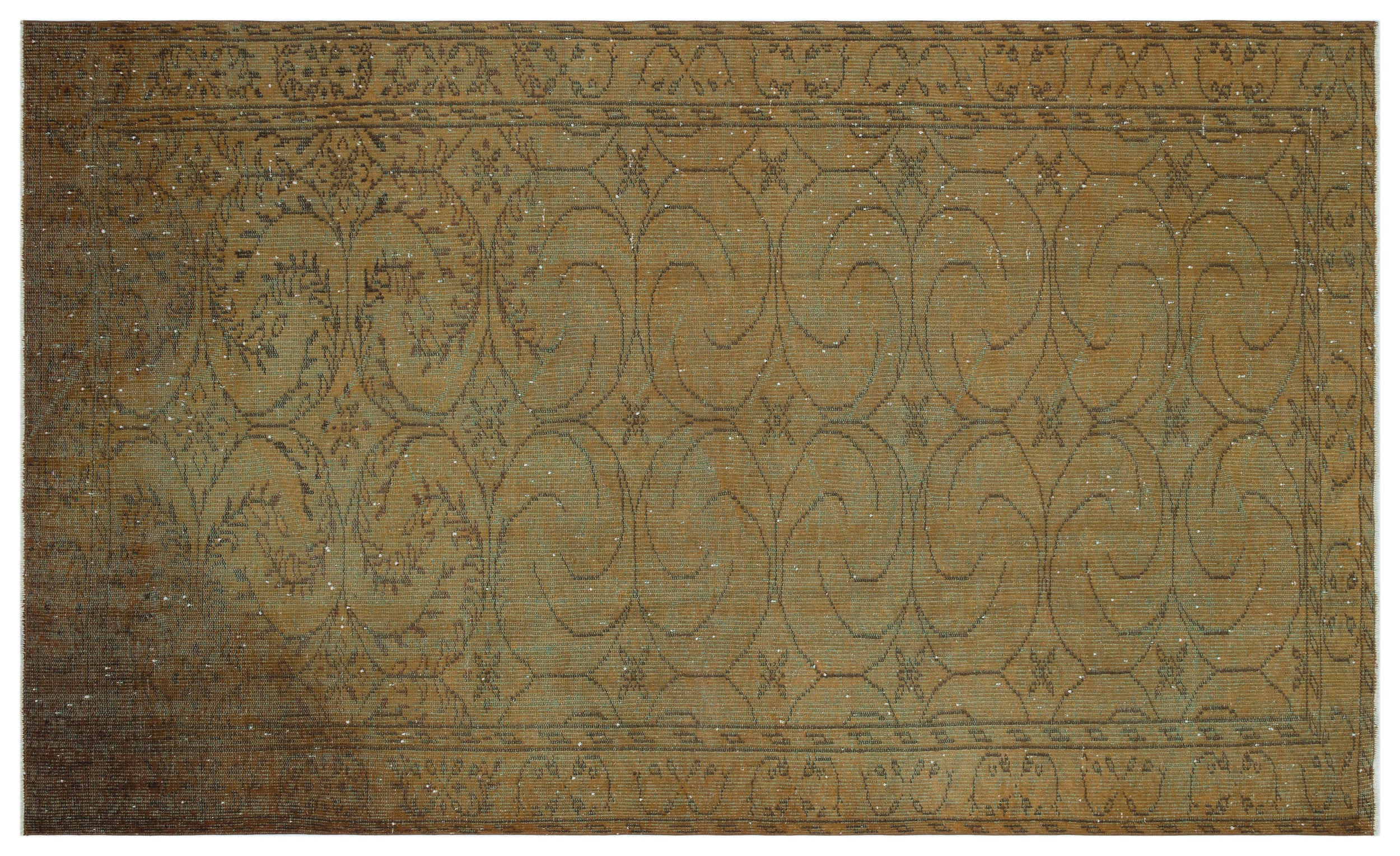 Brown Over Dyed Vintage Rug 5'5'' x 8'11'' ft 165 x 272 cm