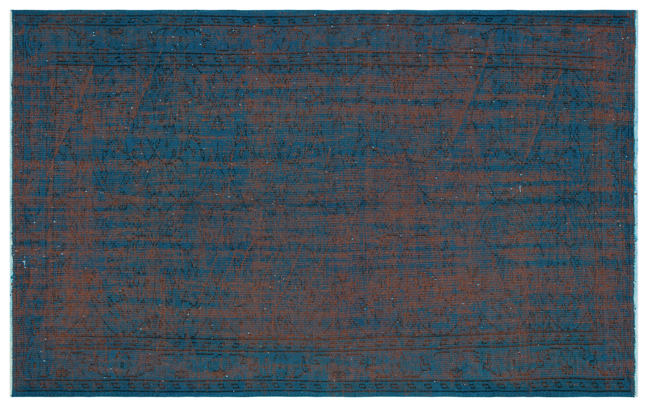 Turquoise Over Dyed Vintage Rug 5'4'' x 8'6'' ft 163 x 260 cm