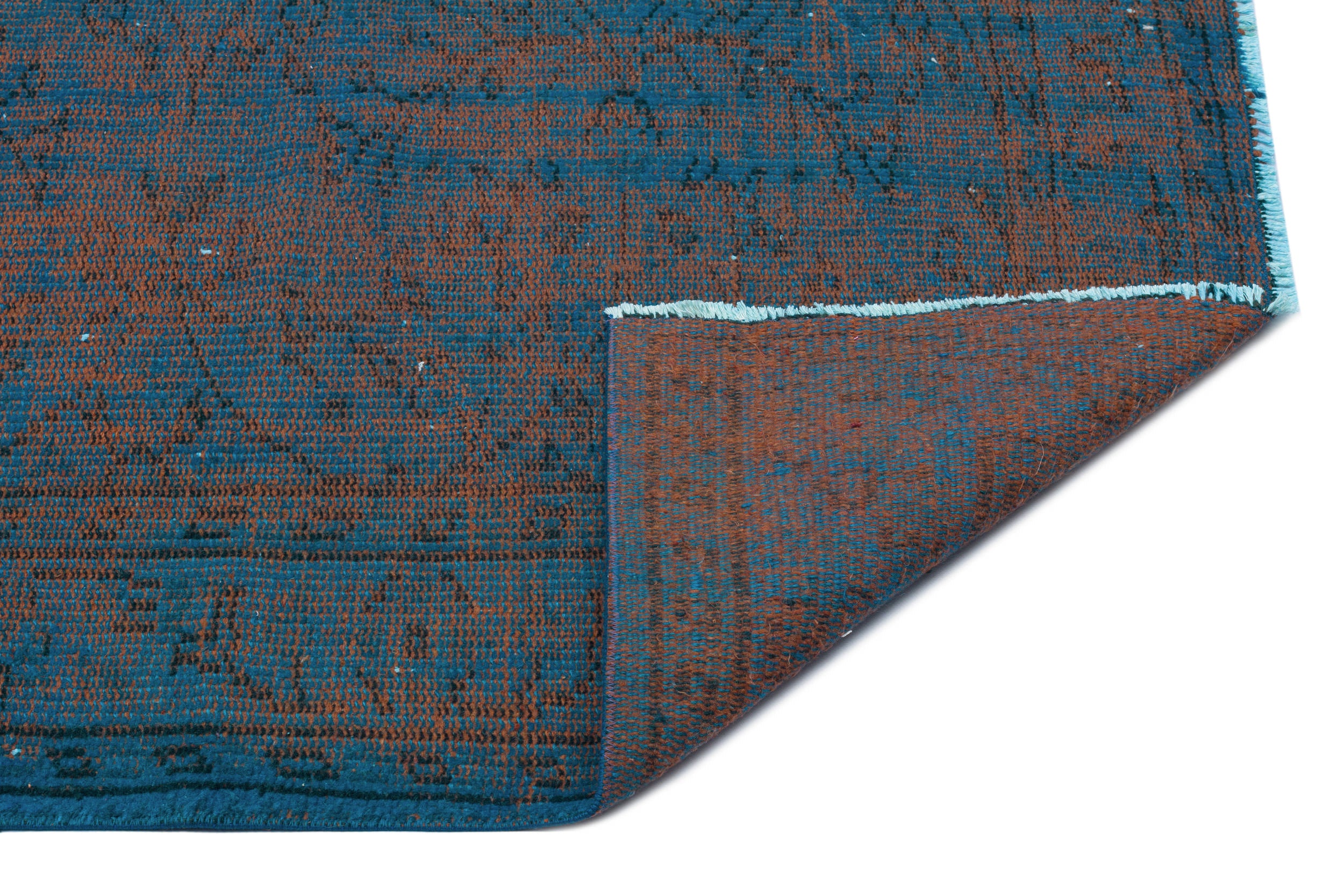 Turquoise Over Dyed Vintage Rug 5'4'' x 8'6'' ft 163 x 260 cm