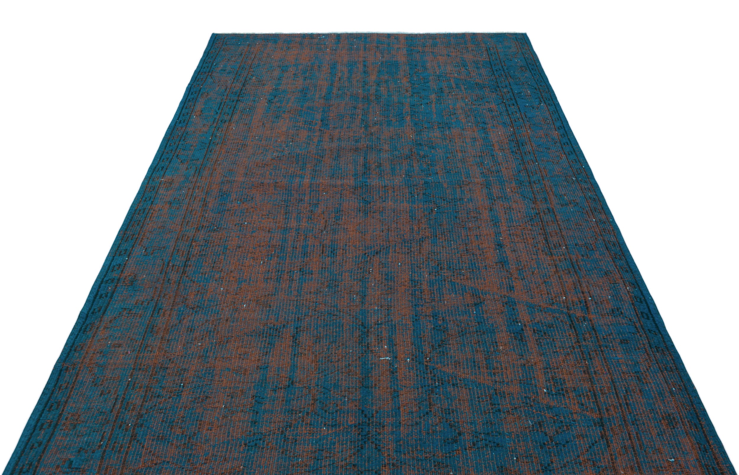 Turquoise Over Dyed Vintage Rug 5'4'' x 8'6'' ft 163 x 260 cm
