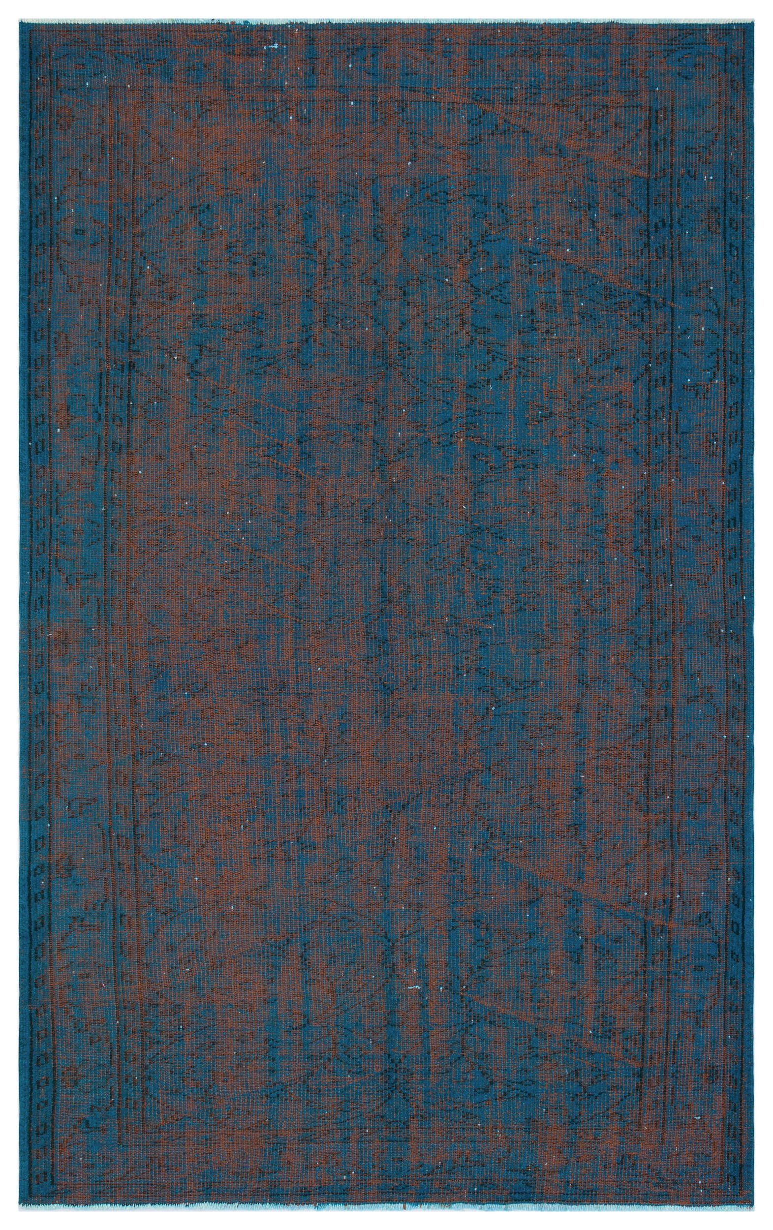 Turquoise Over Dyed Vintage Rug 5'4'' x 8'6'' ft 163 x 260 cm