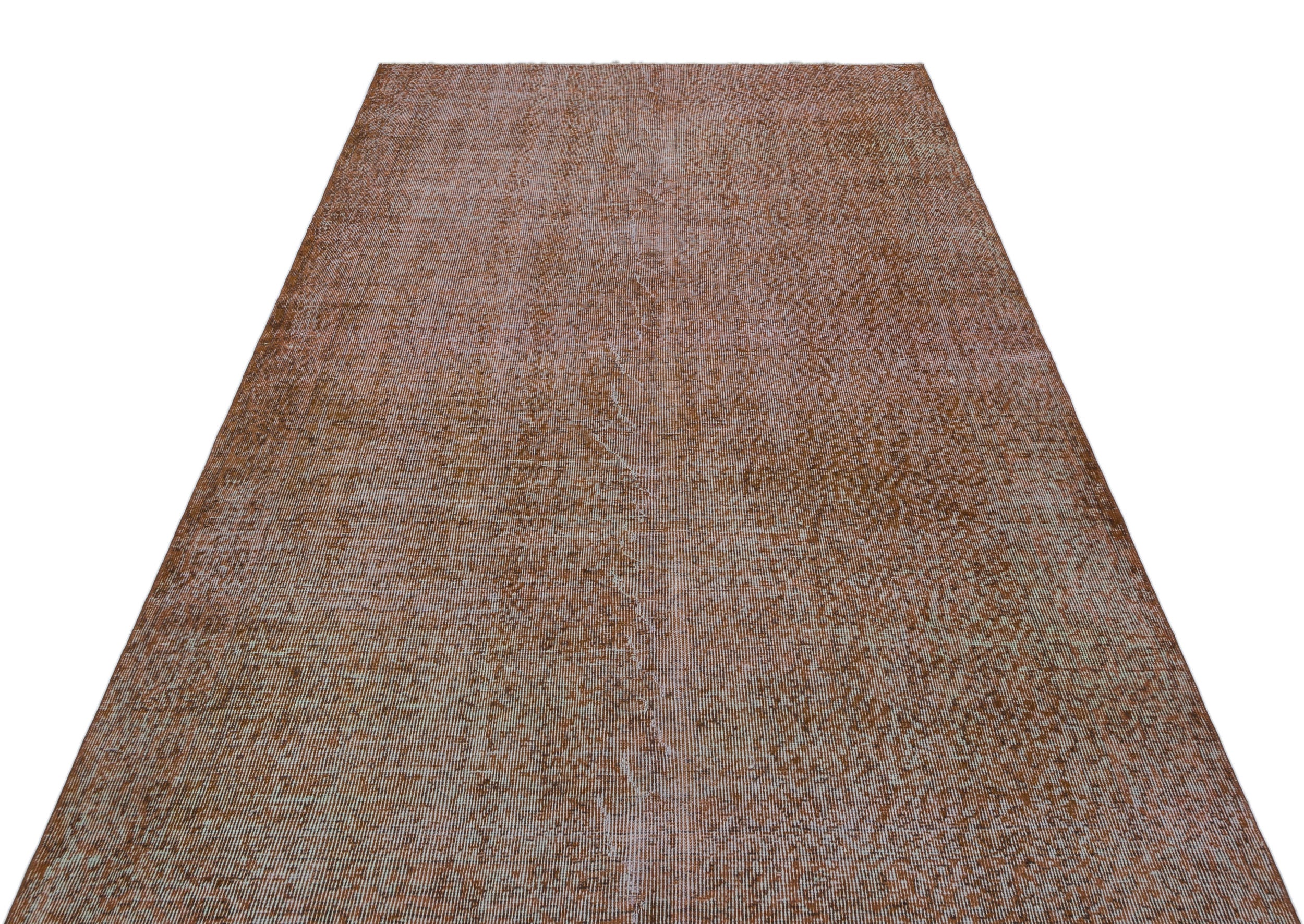 Brown Over Dyed Vintage Rug 4'11'' x 8'4'' ft 150 x 253 cm