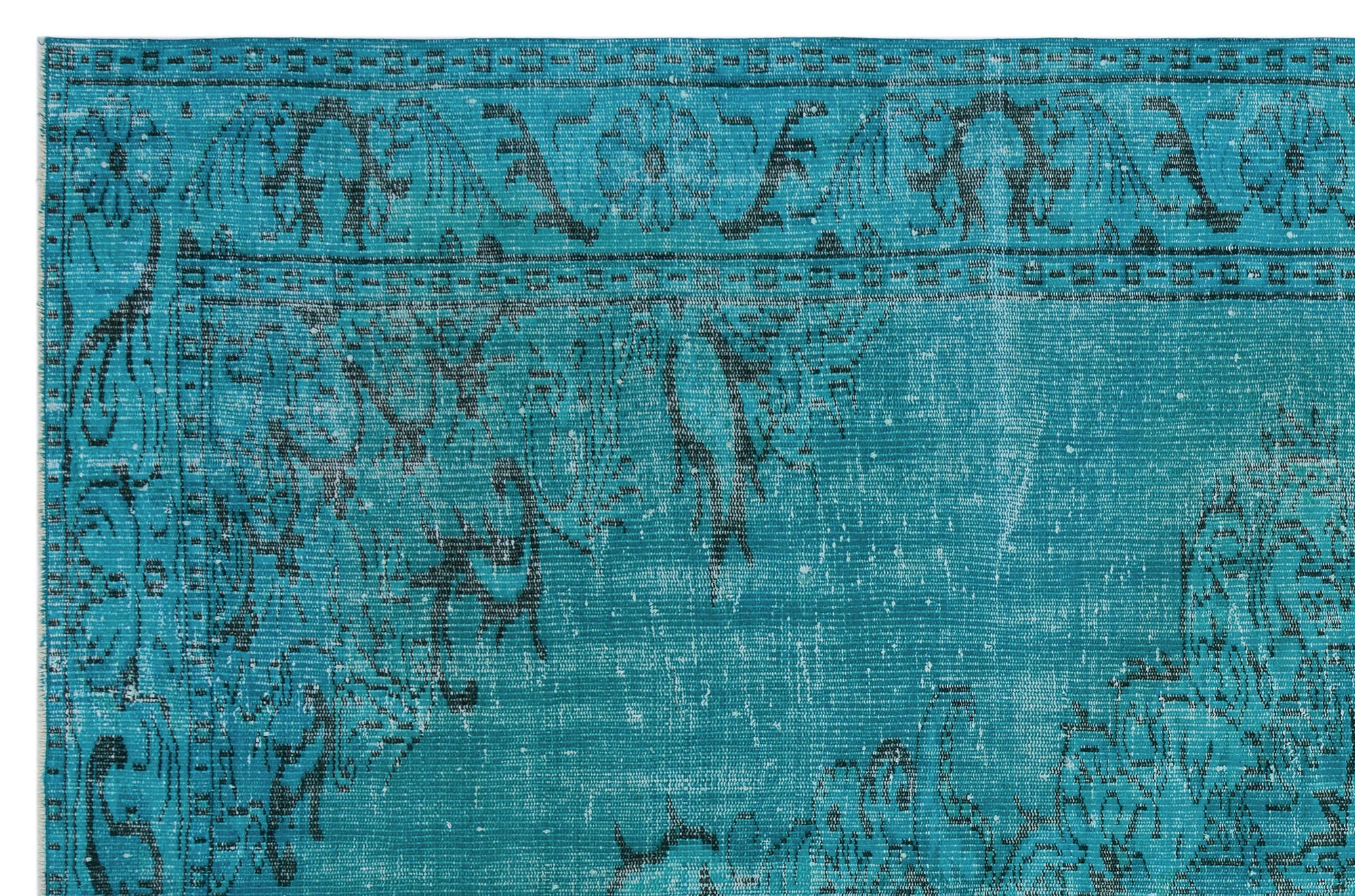 Turquoise Over Dyed Vintage Rug 6'1'' x 8'11'' ft 186 x 273 cm